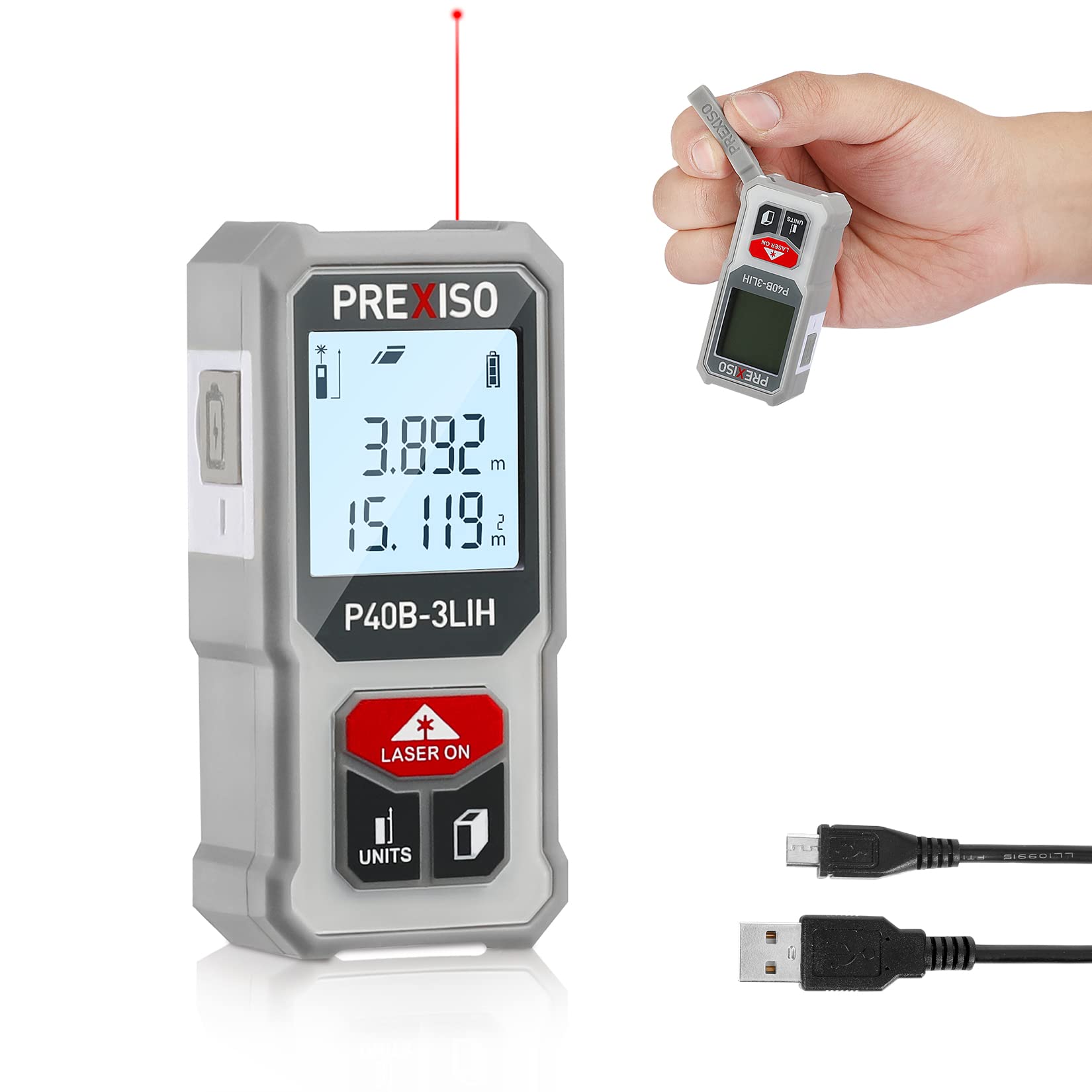 【第二代 新登場】PREXISO レーザー距離計 電子距離計 距離測定計 ミニ 40M PSC認定取得 コンパクト 高..