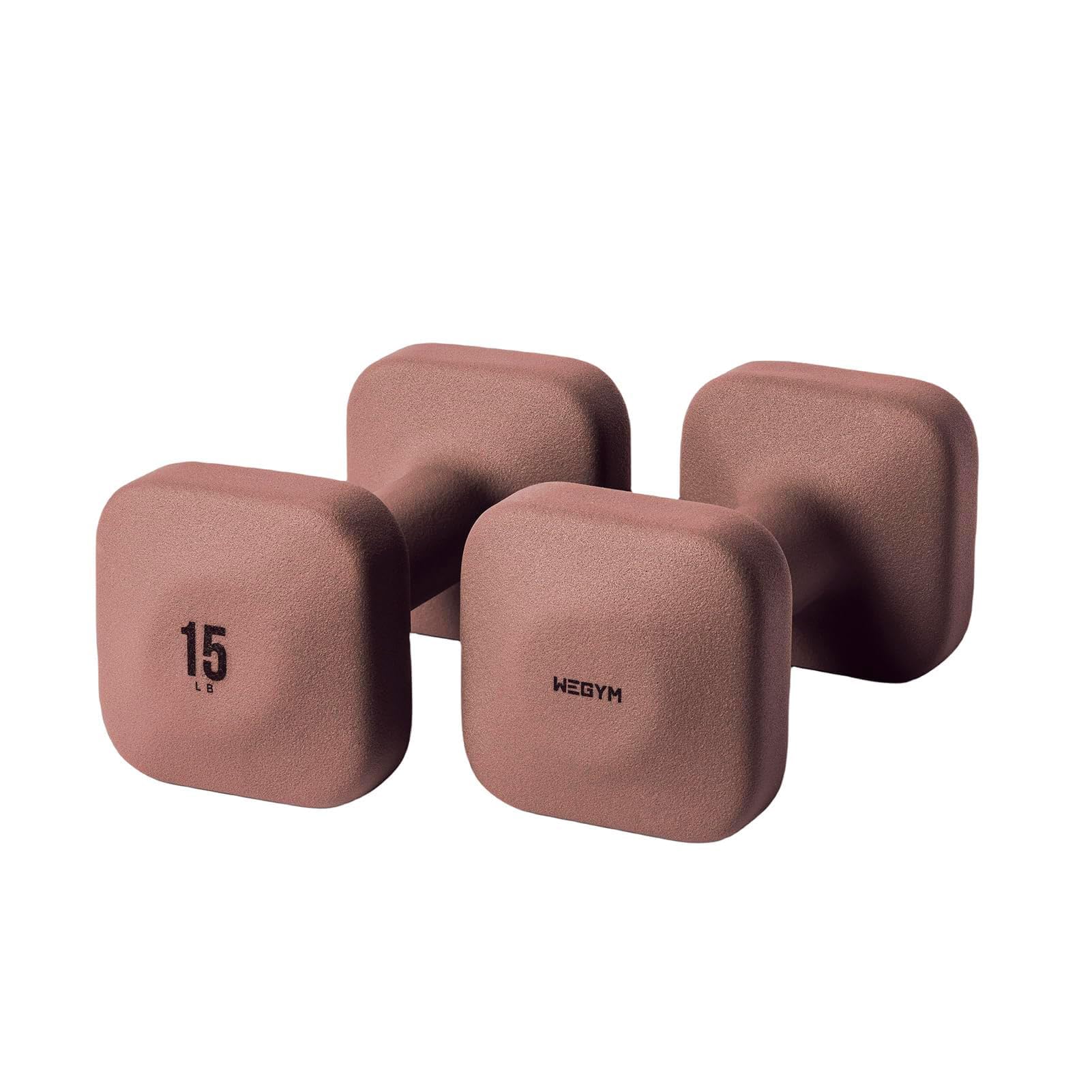 乐天商城 - WeGym SafeGrip ダンベル「2個セット 0.9~9.0KG/2~20LB」「エコ材質」ソフトコーティングで [筋力トレーニング 筋トレ シェイプアップ 鉄アレイ 鉄アレー] ダンベルセット 自宅 ローズ 15LB/6.8KG