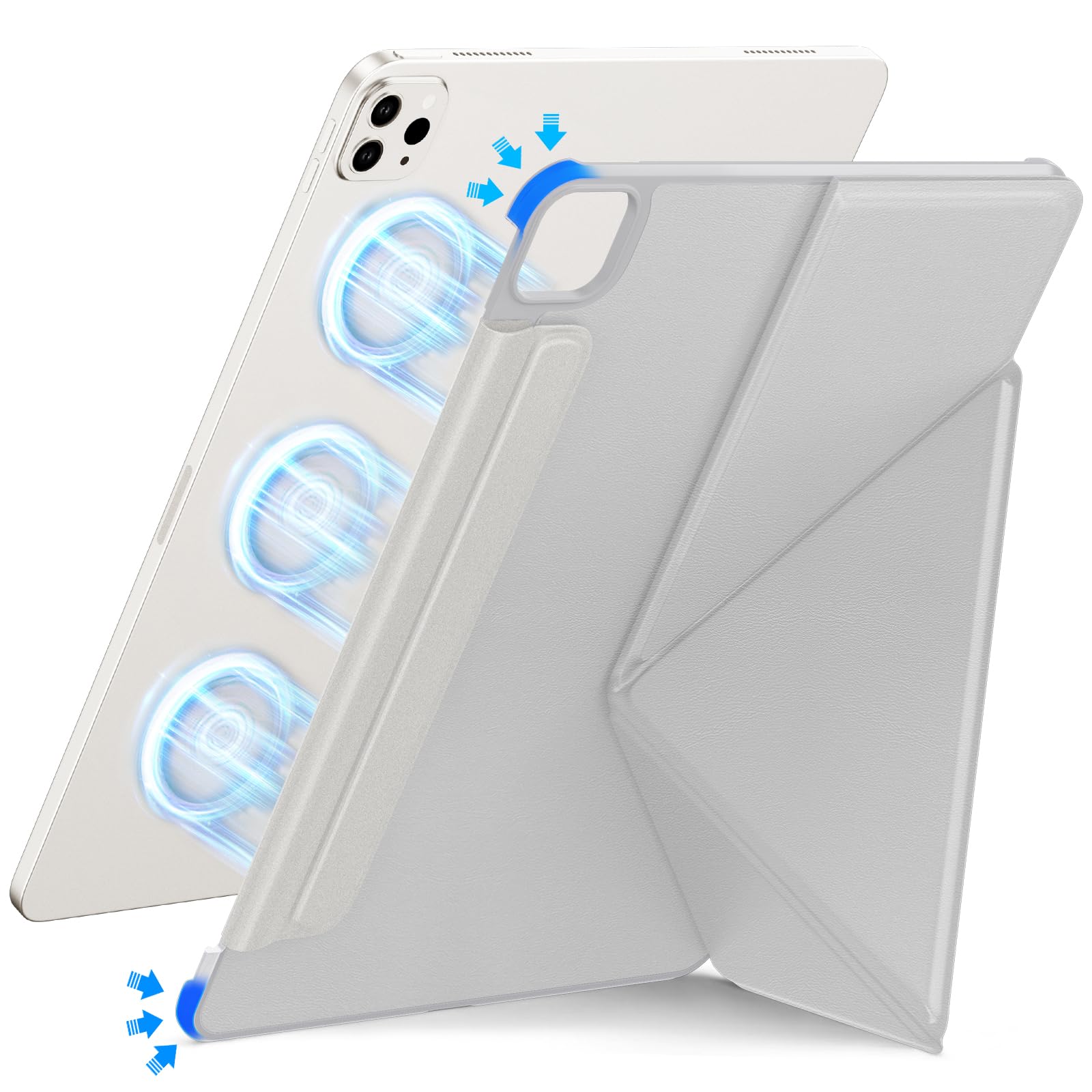 【2025年新登場・エッジ保護・磁気吸着式】HEIGKOIK iPad Pro 11インチ ケース 第4/3/2世代 (2022/2021/2020) 専用 ペン収納 スタンド機能 横置き・縦置き対応 三角構造 超薄型・軽量 安定設計 折りたたみ式 角度調