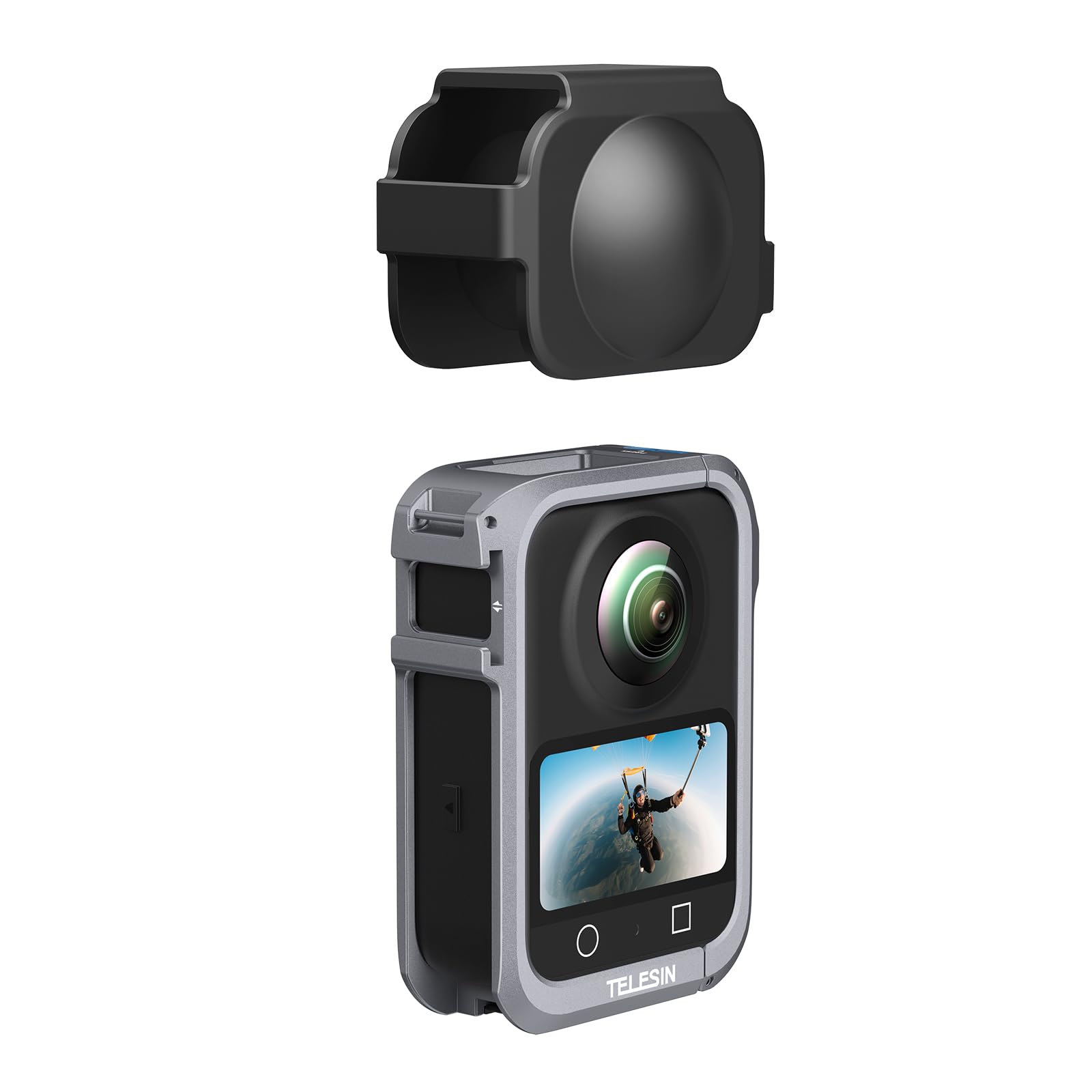 TELESIN DJI Osmo 360用 保護ケージ アルミ合金ケージ 縦横撮影 保護フレーム 接続可能 三脚 自撮り棒 マイクなど DJI Osmo 360 アクセサリーに対応 1/4インチネジ接続口＋アーリーロケーションホール、クールブーツ接続口付き