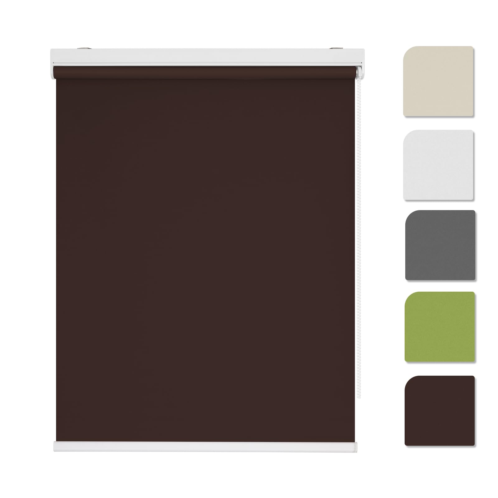 Grandekor ロールスクリーン 1級遮光 無地 ロールカーテン チェーン式 表裏同色 UVカット・防音・断熱 防寒 カーテンレール取付可能 (石炭灰色 幅80x丈180CM)