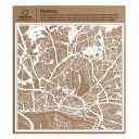 ハンブルク切り絵地図、白、30x30センチ、オリジナルデザインペーパーアート、アイデアギフト