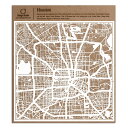 ヒューストン切り絵地図、白、30x30センチ、オリジナルデザインペーパーアート、アイデアギフト