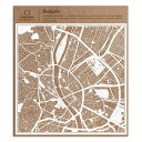 ブダペスト切り絵地図、白、30x30センチ、オリジナルデザインペーパーアート、アイデアギフト