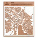 チューリッヒ切り絵地図、白、30x30センチ、オリジナルデザインペーパーアート、アイデアギフト