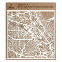 サンノゼ(カリフォルニア州)切り絵地図、白、30x30センチ、オリジナルデザインペーパーアート、アイデアギフト
