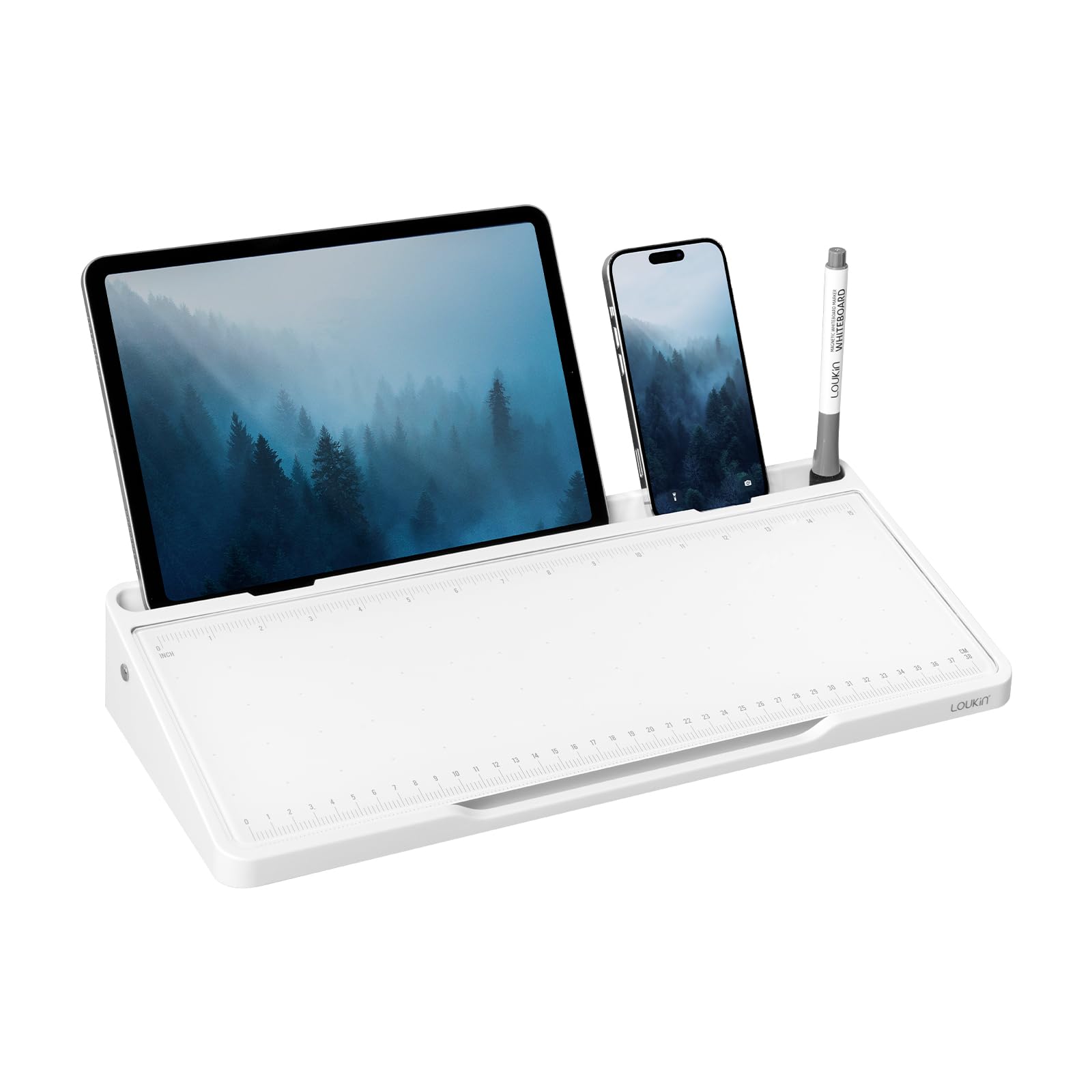 LOUKIN 卓上ホワイトボード 文房具 デスクオーガナイザー ガラス製 目盛り付き 持ち運び便利 書きやす..