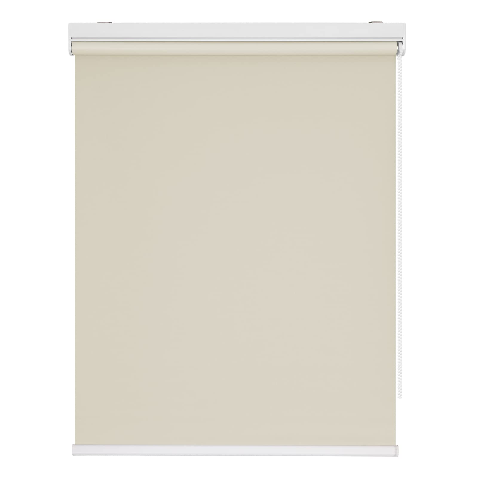 Grandekor ロールスクリーン 1級遮光 無地 ロールカーテン チェーン式 表裏同色 UVカット・防音・断熱 防寒 カーテンレール取付可能 (ベージュ 幅90x丈135CM)