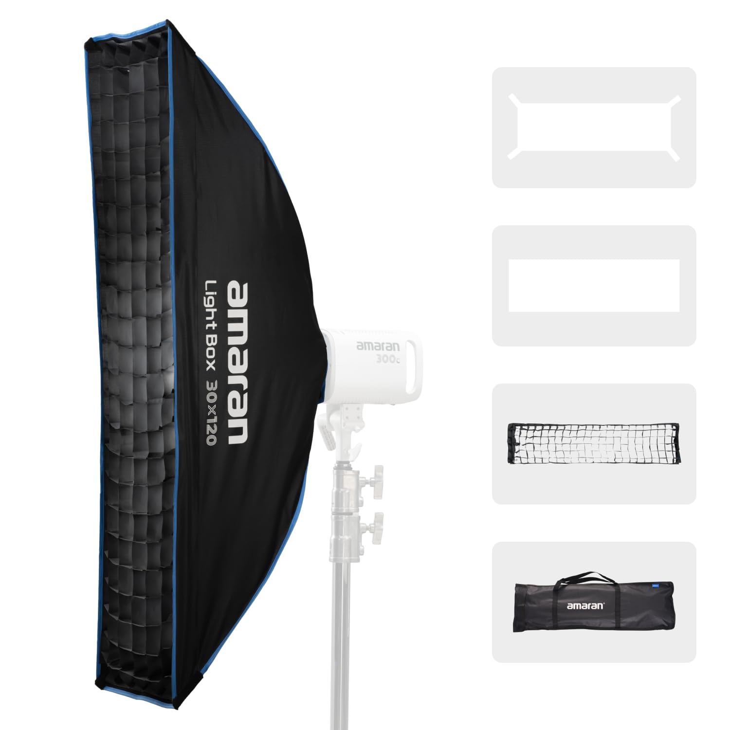 乐天商城 - amaran Light Box 30x120 | 30x120cm狭長矩形ソフトボックス | Bowensマウント対応 | 広い照射面積をカバー | 1秒で設置、携帯用バッグ付属