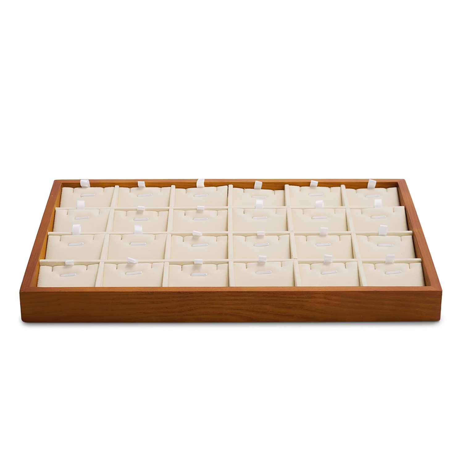 Woodten ウッドフラットネックレストレイ 超繊維内張り（ミルクホワイト）和室調和デザイン 絡まない収納35×24cm