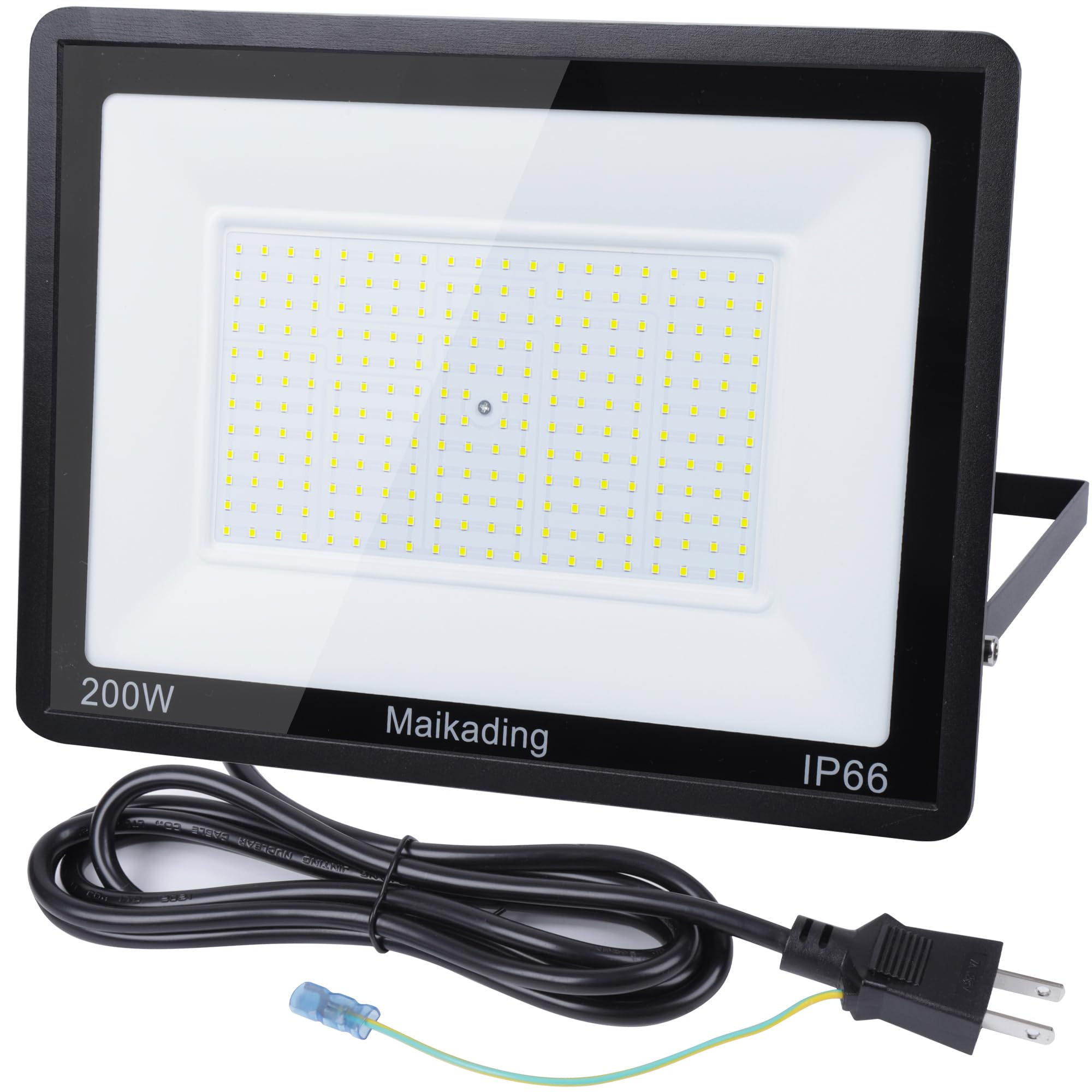 Maikading LED 投光器 200W 作業灯 3400w相当 32000LM 薄型 2mコード付 アース付きプラグ PSE適合 耐久性 省エネ 倉庫照明 防犯灯 駐車場灯 屋外作業