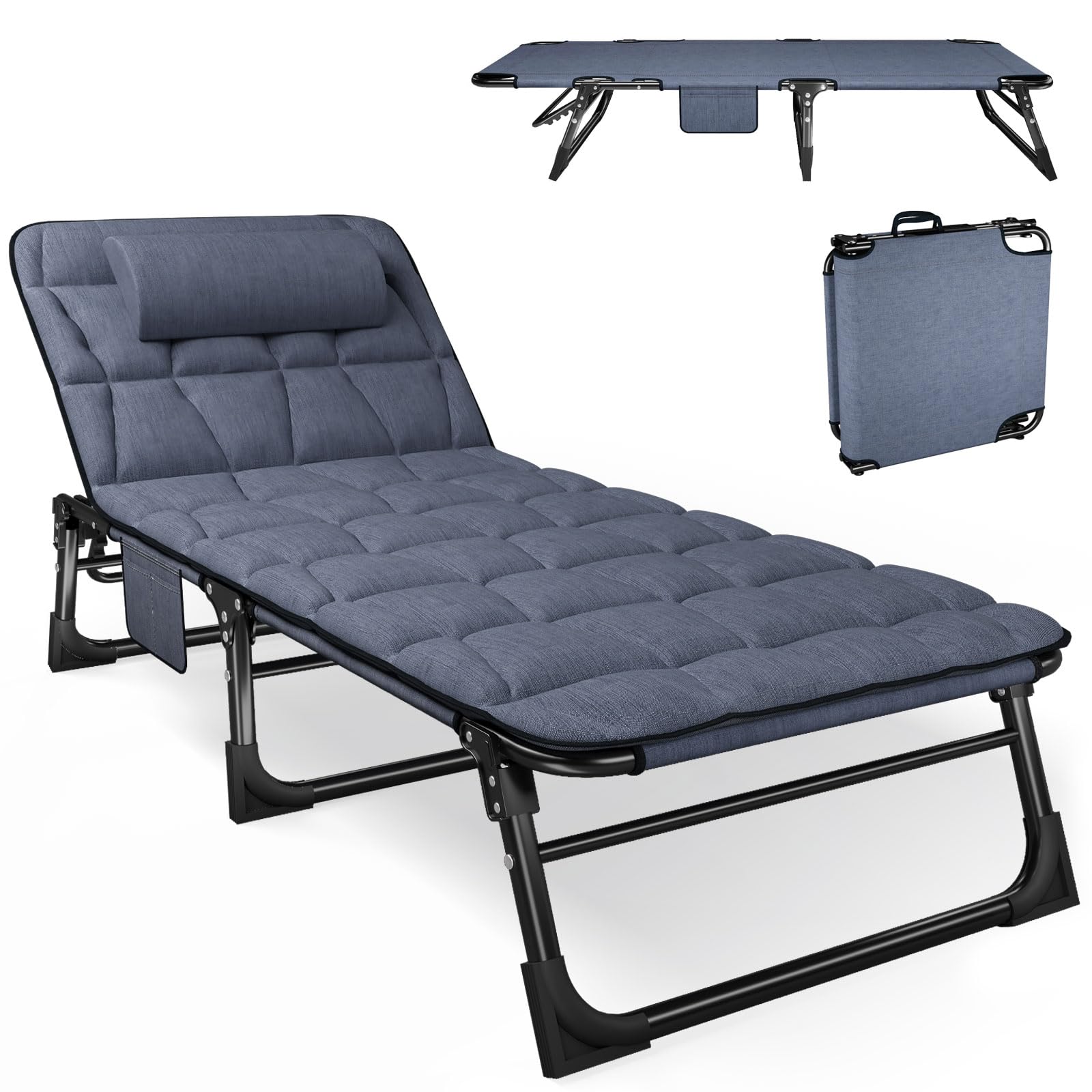 ATORPOK 折りたたみベッド キャンプベッド マットレスと枕付き リクライニング アウトドア コット キャ..