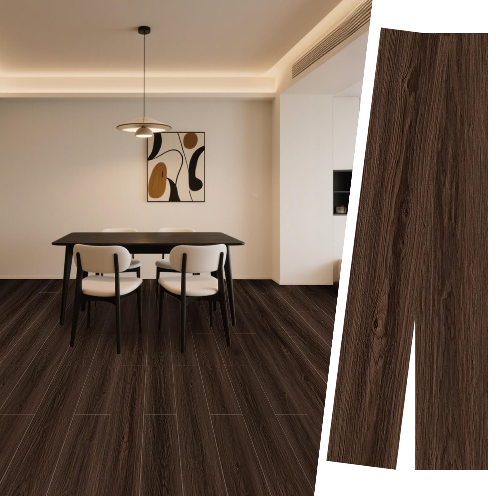 TACHIO フロアタイル 置くだけ 接着剤不要 フローリングシート 木目柄 72枚 約6畳 クッションフロア 防水 防炎 模様替え 賃貸OK DIY 初心者OK 床材 15.2*91.4CM（柄番号MU37）