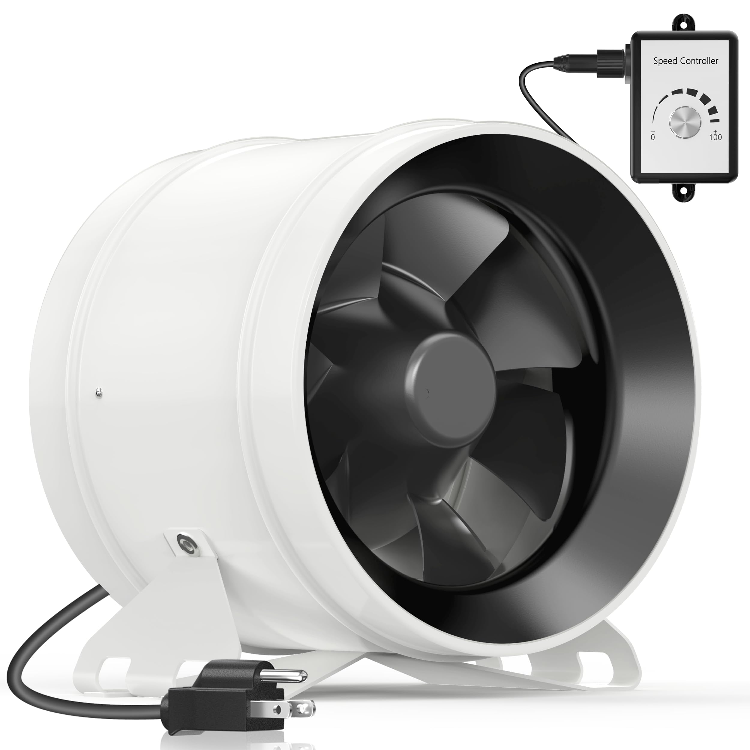 Hon&Guan ダクトファン 200mm 強力 無段階調速可能 【インボイス制度登録店】 金属ケース ダクト用換気扇 省エネ 塗装ブース用 マイニングリグ冷却 インバータダクトファン 無段階調速スイッチ付き 産業用排風機 (HI-200PE)