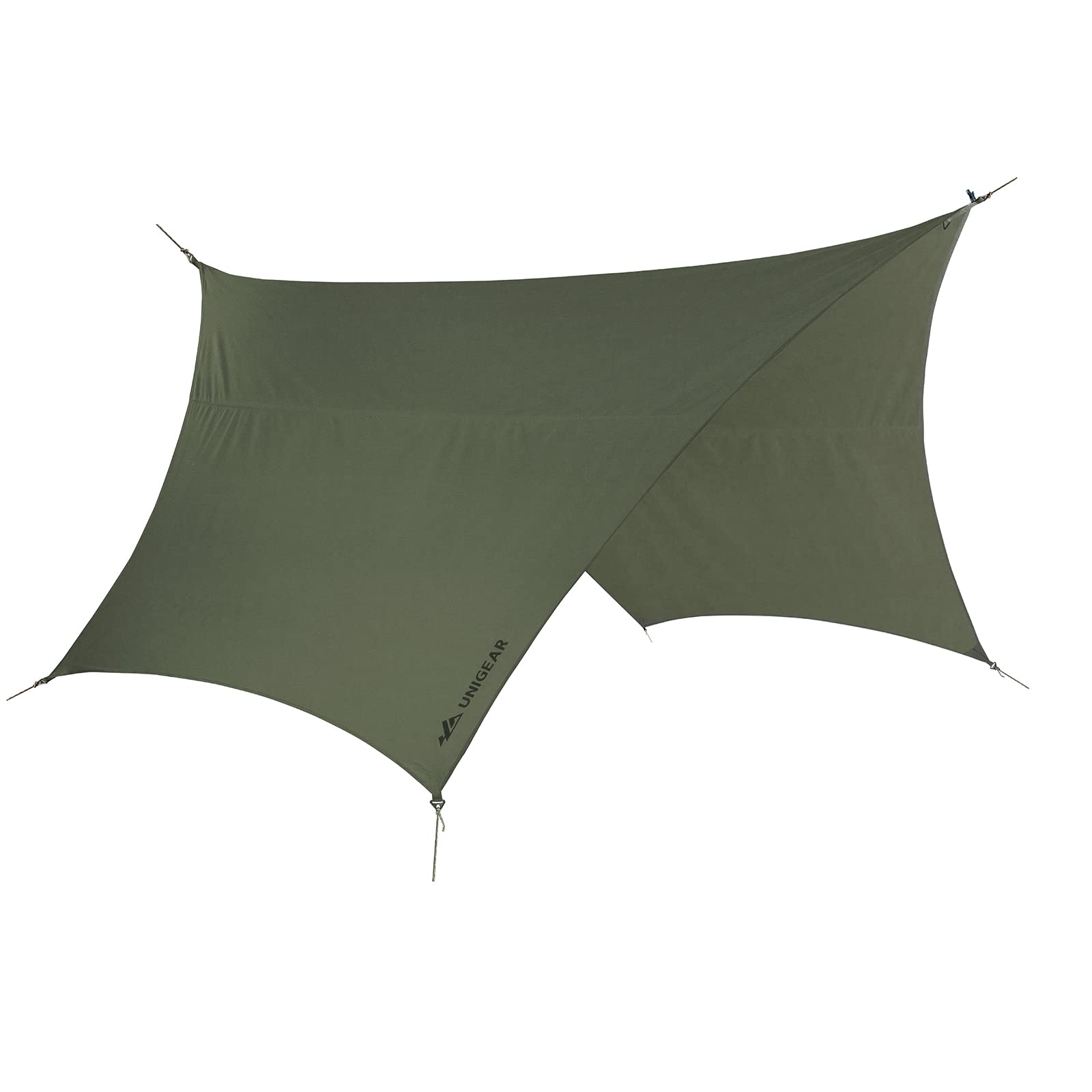 楽天湖南オンラインUnigear ヘキサタープ tcタープ ポリコットン 5m延長ベルト付き 4.2mx4.1m テントとの取り組み可能 焚き火 遮光 遮熱 難燃 軽量 コンパクト キャンプ アウトドア （420*410cm, グリーン）