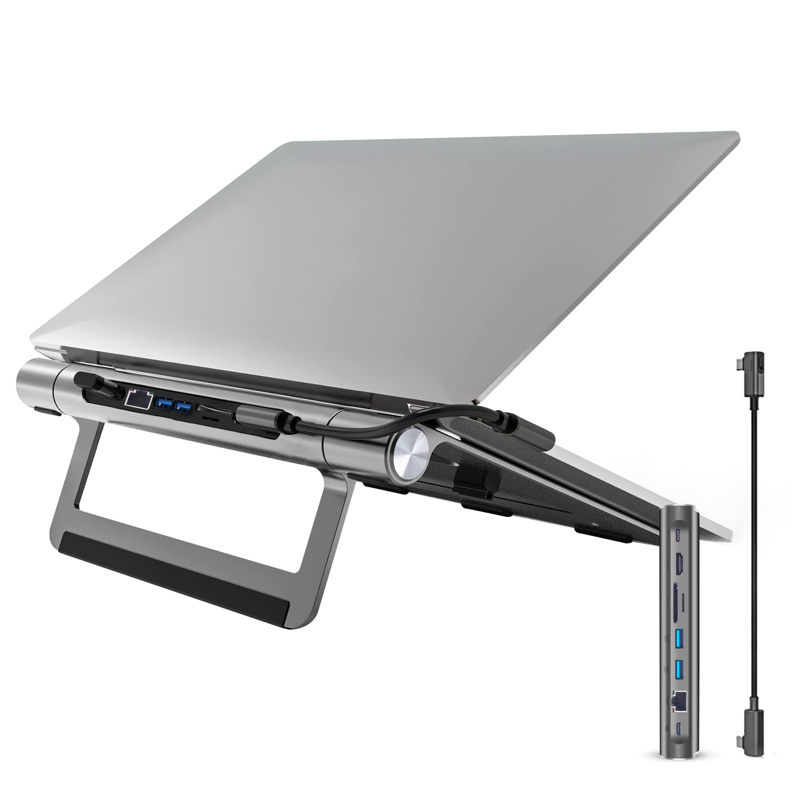 MoSpace 8-in-1 USB ハブ PCスタンド ドッキングステーション 4K@30Hz HDMI ノートPC スタンド ドック ..