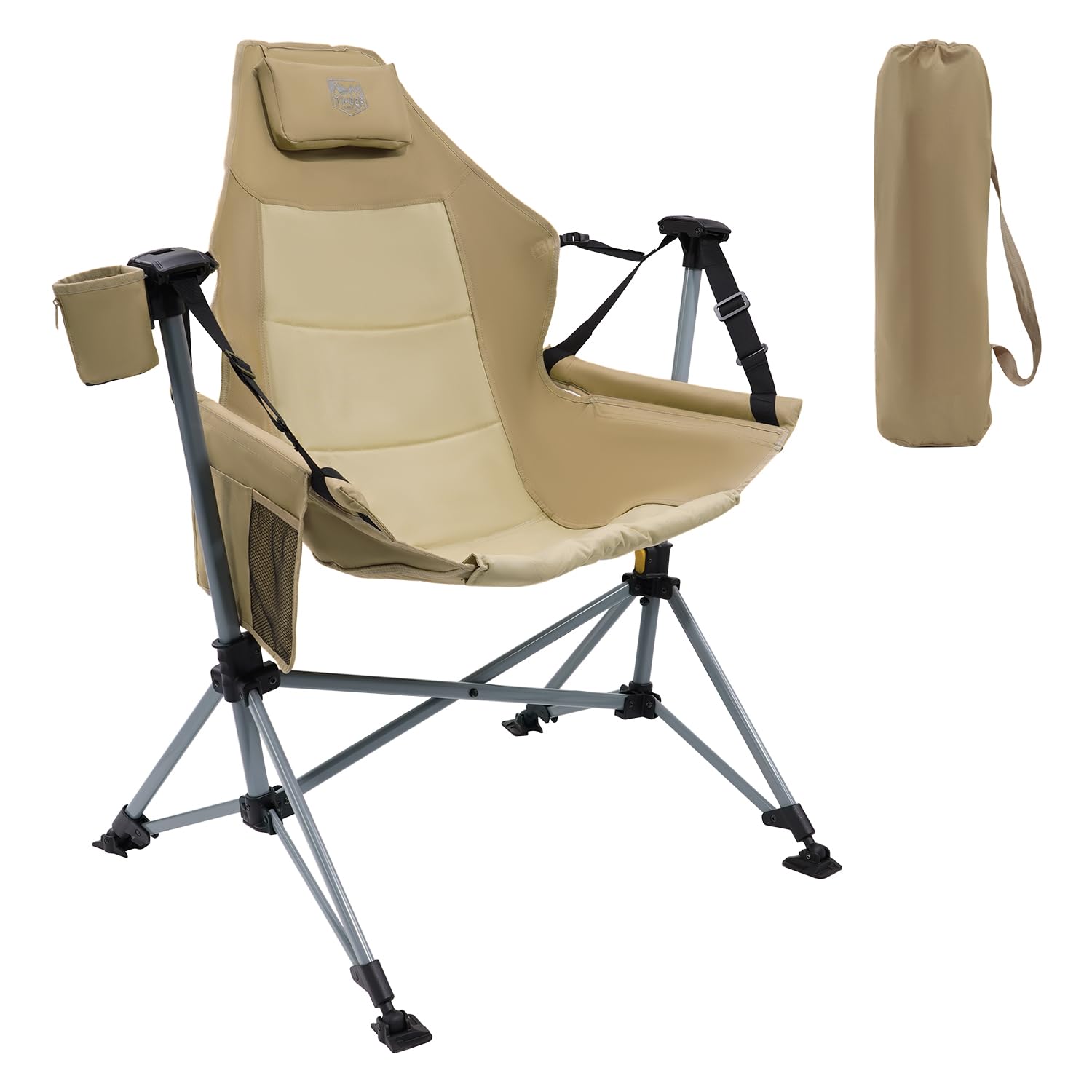 楽天湖南オンラインTIMBER RIDGE ハンモックチェア アウトドア チェア リクライニング 耐荷重180kg オートロック機能 ゆらゆら 自立式 折りたたみ ロッキングチェア キャンプ 屋外 室内 バーベキュー