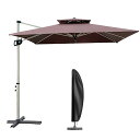MAYAMI-Home パラソル ガーデンパラソル 220/250cm 風に強い 長方形 大型 360°角度調節 家庭での使用 商業利用(傘本体のみ、ベースなし) (220cm, コーヒーの色)