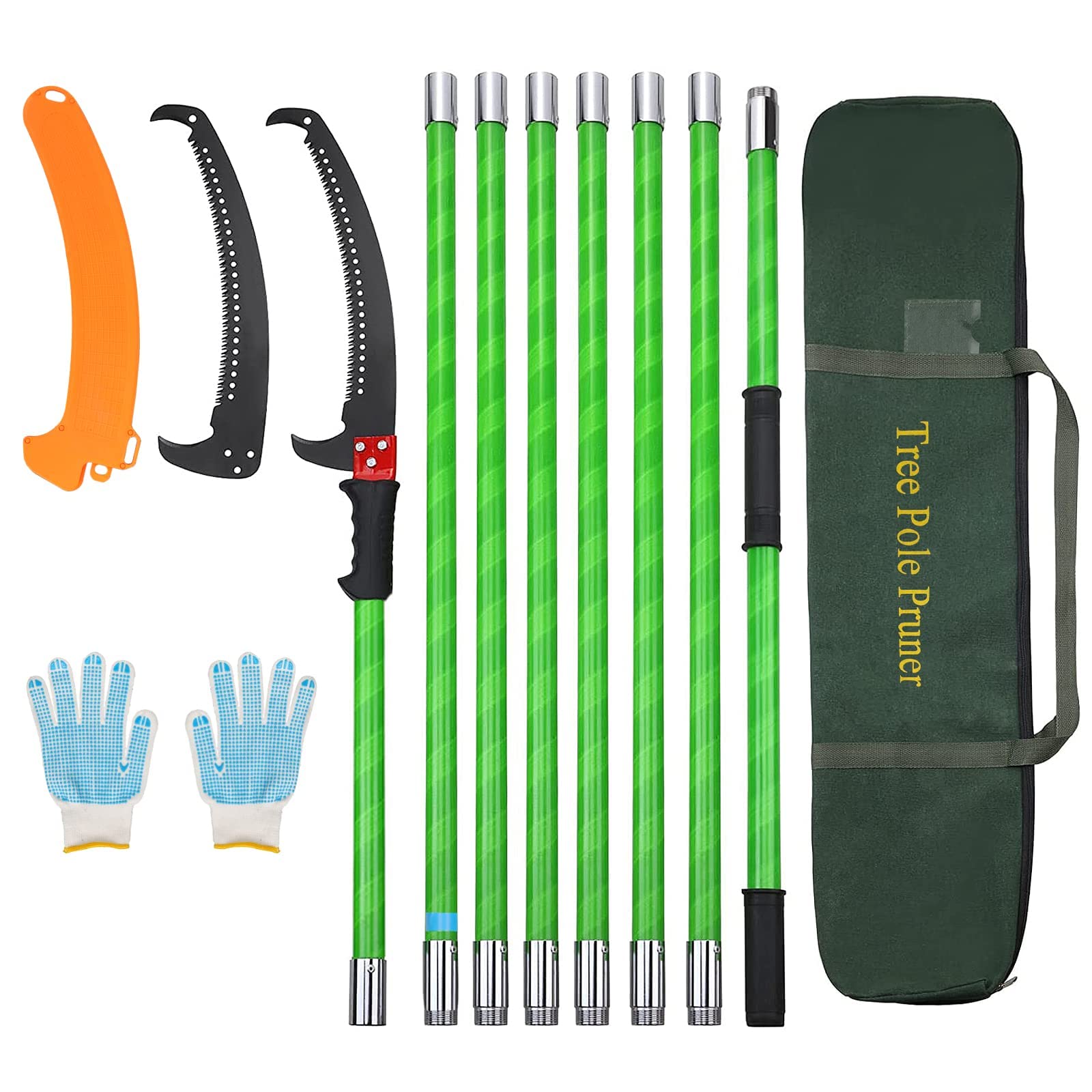 SMONTER 8m 高枝ノコギリ 耐久性合金鋼 高枝切り のこぎり 鋸 高枝 剪定 伸縮式高枝鋸 園芸用のこぎり..