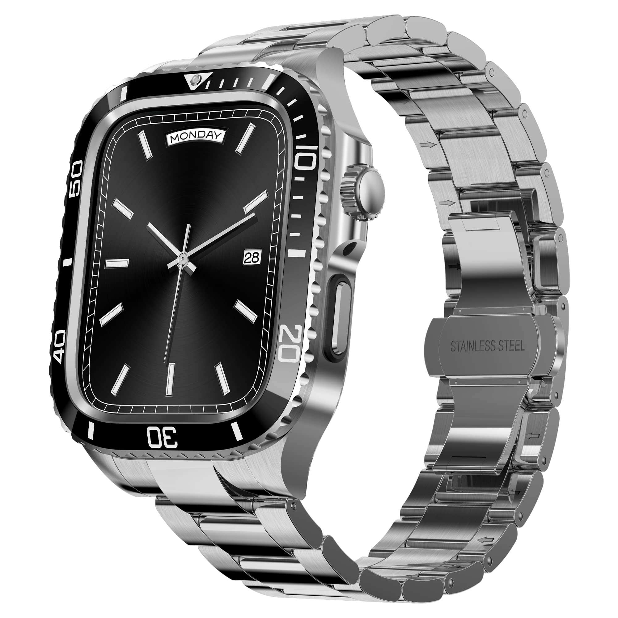 BinGeLi ����ѥ��֥� Apple Watch �Х�� �������դ� ���ƥ�쥹 �٥�� ���η� ���åץ륦���å� 8/7 45mm SE2/6/5/4/S...