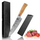 VGTEN 牛刀包丁 包丁 ダマスカス V金10号 67層 両刃 切れる 200mm 魚 肉 野菜に オリーブハンドル プロ 料理上級者向け プレゼント