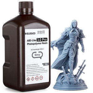 ELEGOO ABSライク3.0 Pro 3Dプリンター用レジン グレー高速硬化 高精度 非脆性 耐傷性があるLCD/DLP 3Dプリント用405nm UV硬化型フォトポリマー樹脂 LCD ABS 3.0 Pro レジン2000g