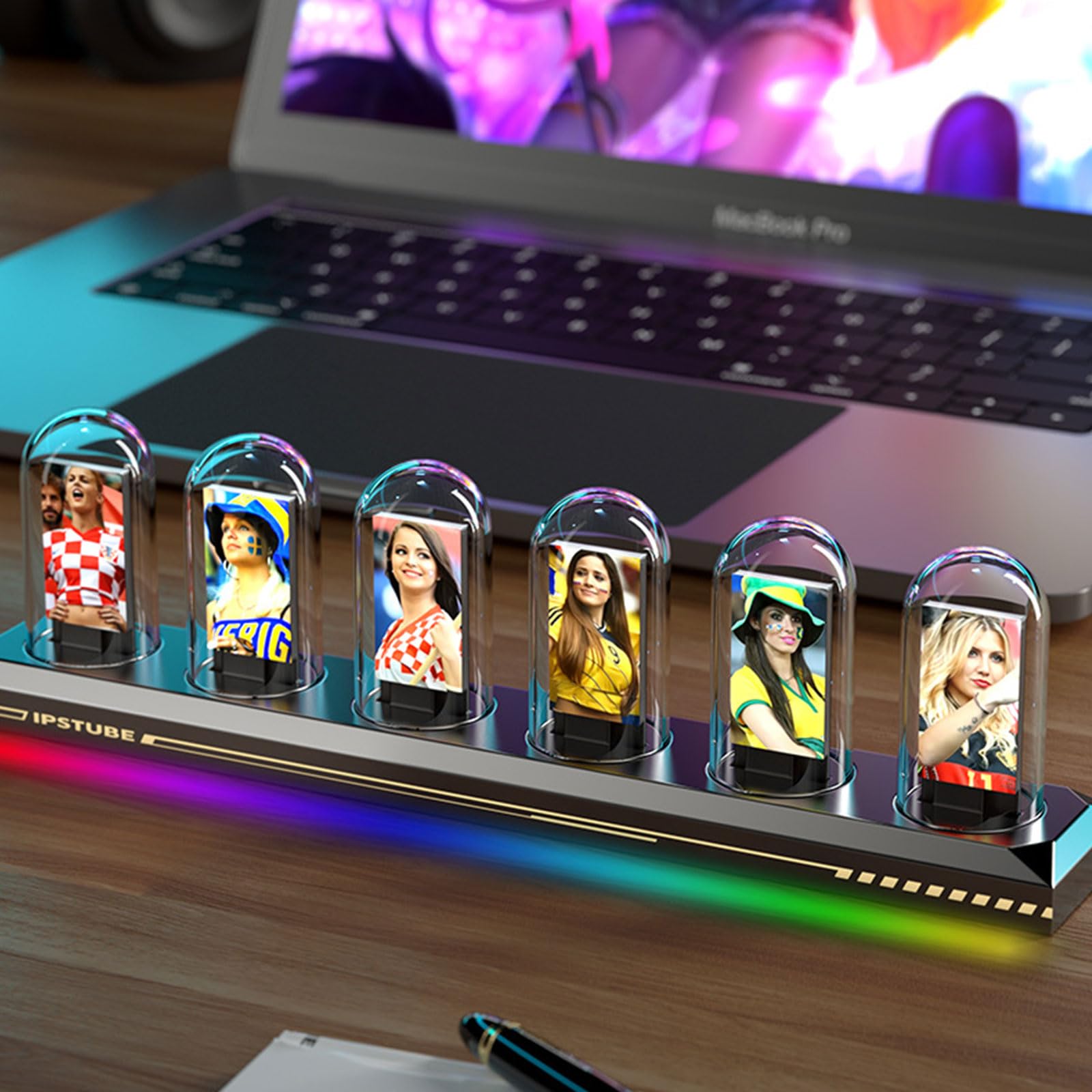 BRIMFORD ニキシー管 時計 IPS デジタル管時計 ニキシー管風置き時計 RGBフルカラークロック 擬発光管..