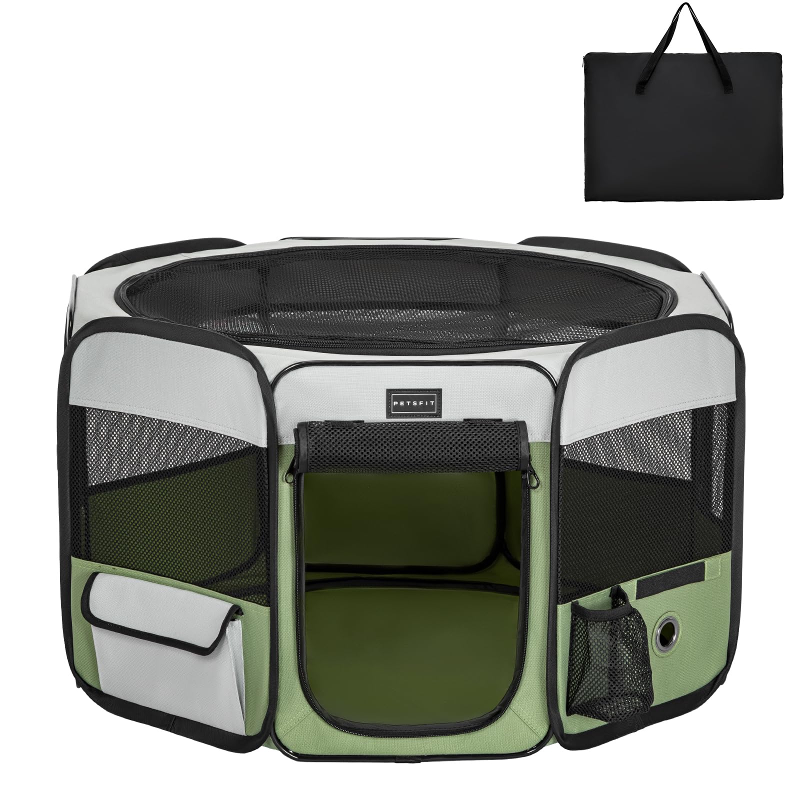 楽天湖南オンラインPetsfit 犬 サークル ペットサークル 八角形 ドッグハウス 【パッと開いてすぐ使える】 猫の産屋 猫の分娩室 折りたたみ 犬猫兼用 メッシュ 屋根付き 軽量 収納バッグ付き 部屋のインテリアに馴染み キャンプ アウトドア お出かけ用品 小型ペット