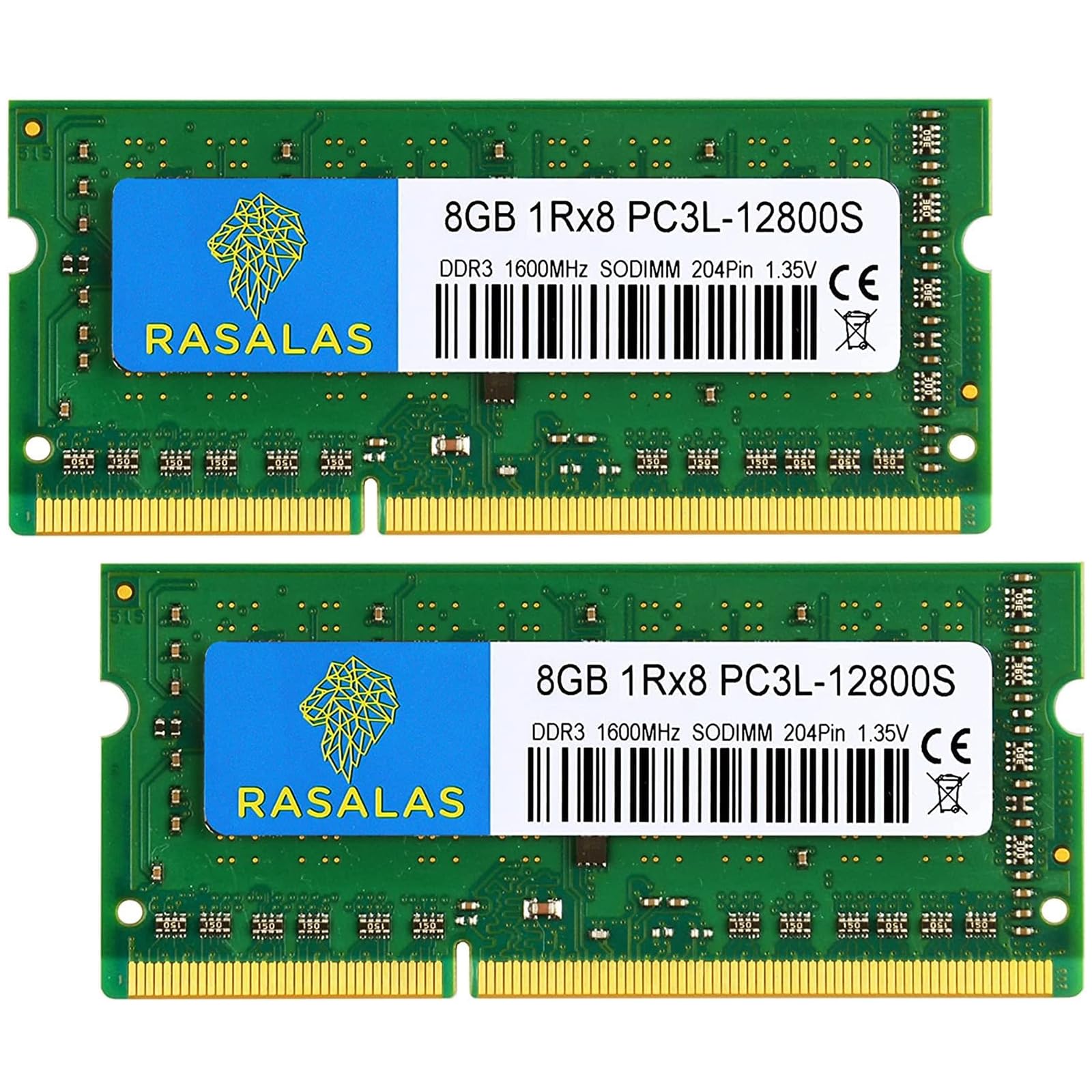 16GBノートPC用 メモリPC3L-12800S 8GB×2 枚 1Rx8 DDR3L 1600MHz SODIMM CL11 204Pin Non-ECC 電圧1.35V RAM