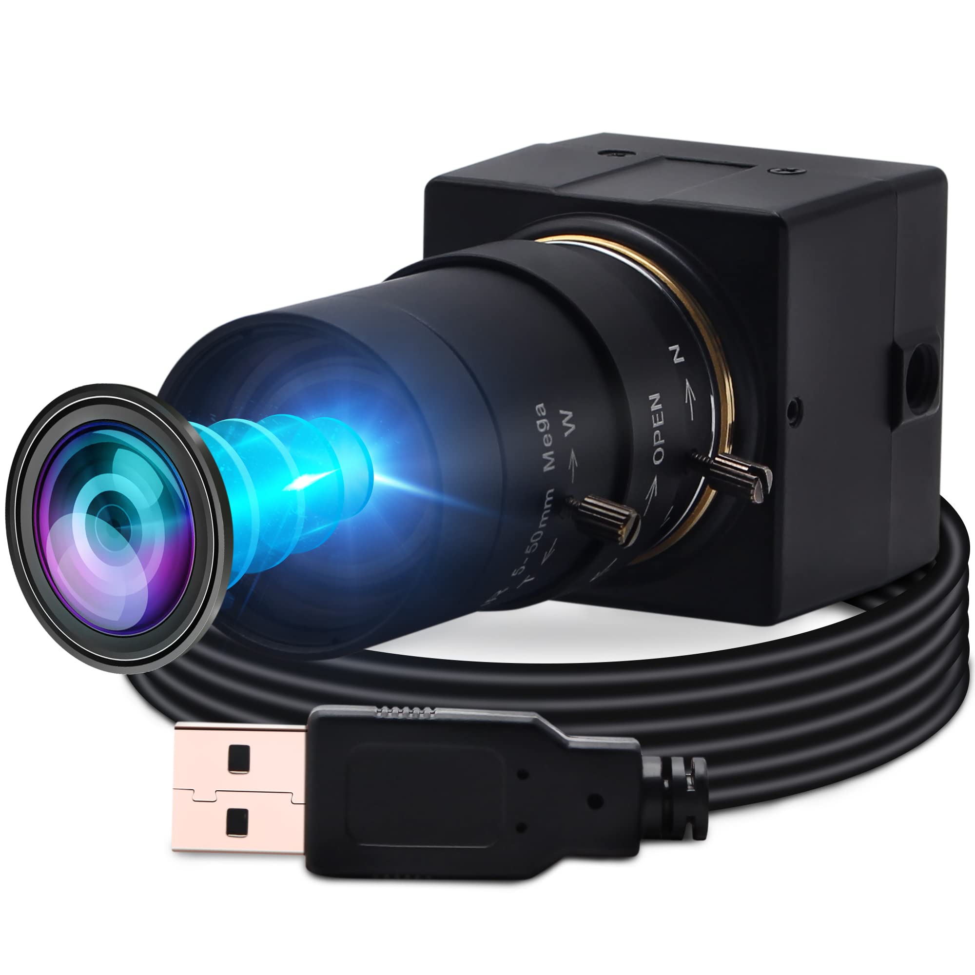 乐天商城 - ELP ウェブカメラ 200万画素 ビデオWeb会議用 CMOS OV2710センサー UVC フルHD ズームWebカメラ CSマウント5-50mm可変焦点レンズ 1080P OTG USBカメラ Mac OS/Windows/Linux/Andriod