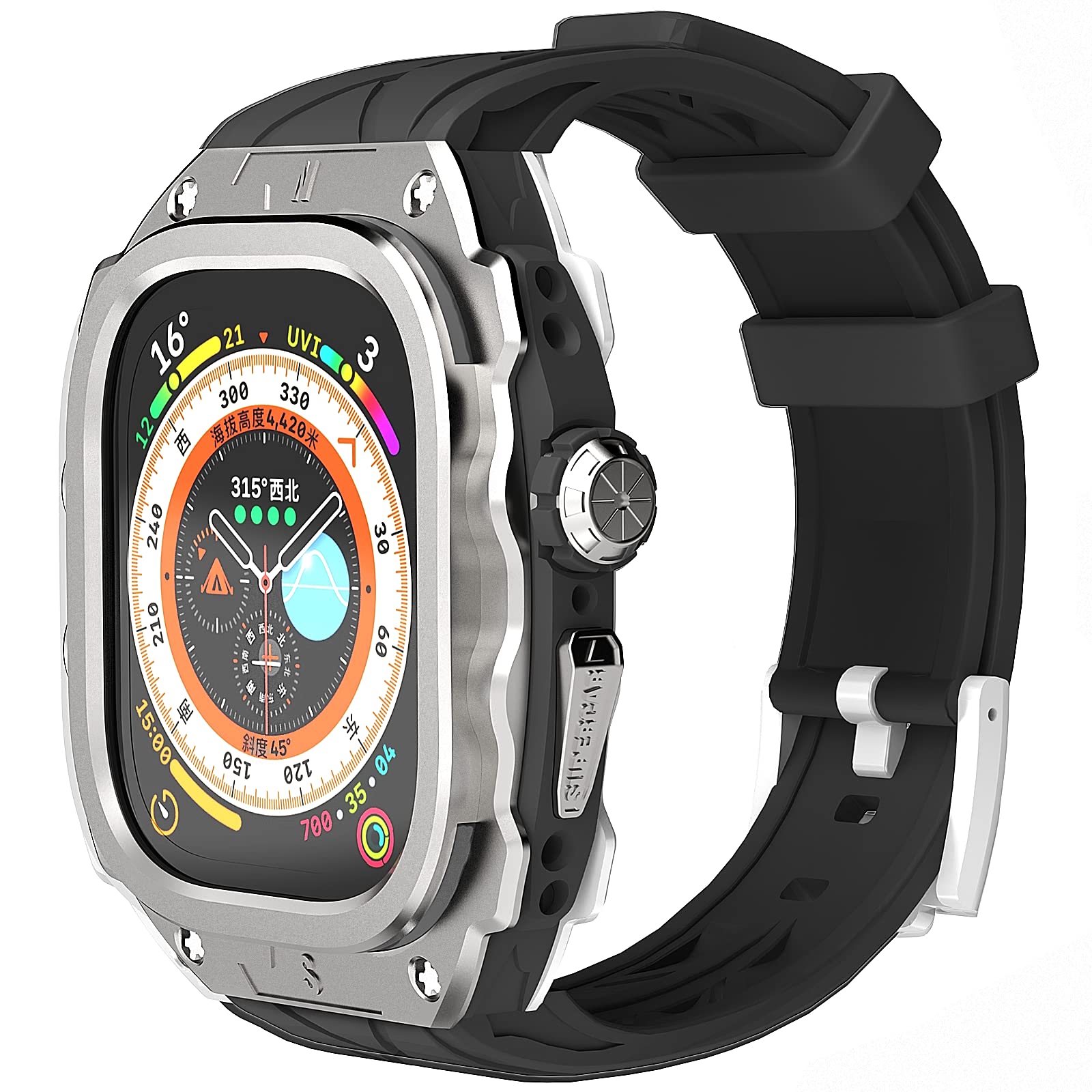 YiMingSun Apple Watch�ѥ᥿�륱���� Apple Watch Ultra 1/2 49mm�� ��� ���ʥ����� �Х�ѡ� ���ʥ᥿�륫...