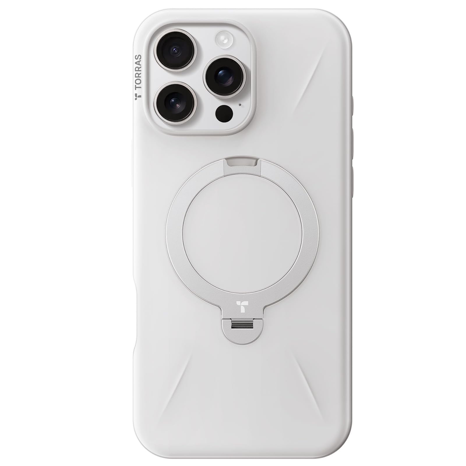 【新型ゼンマイ式 ・高級なデザイン】TORRAS iPhone 16 Pro 用 ケース ゼンマイ式スタンド 黄変防止 マ..