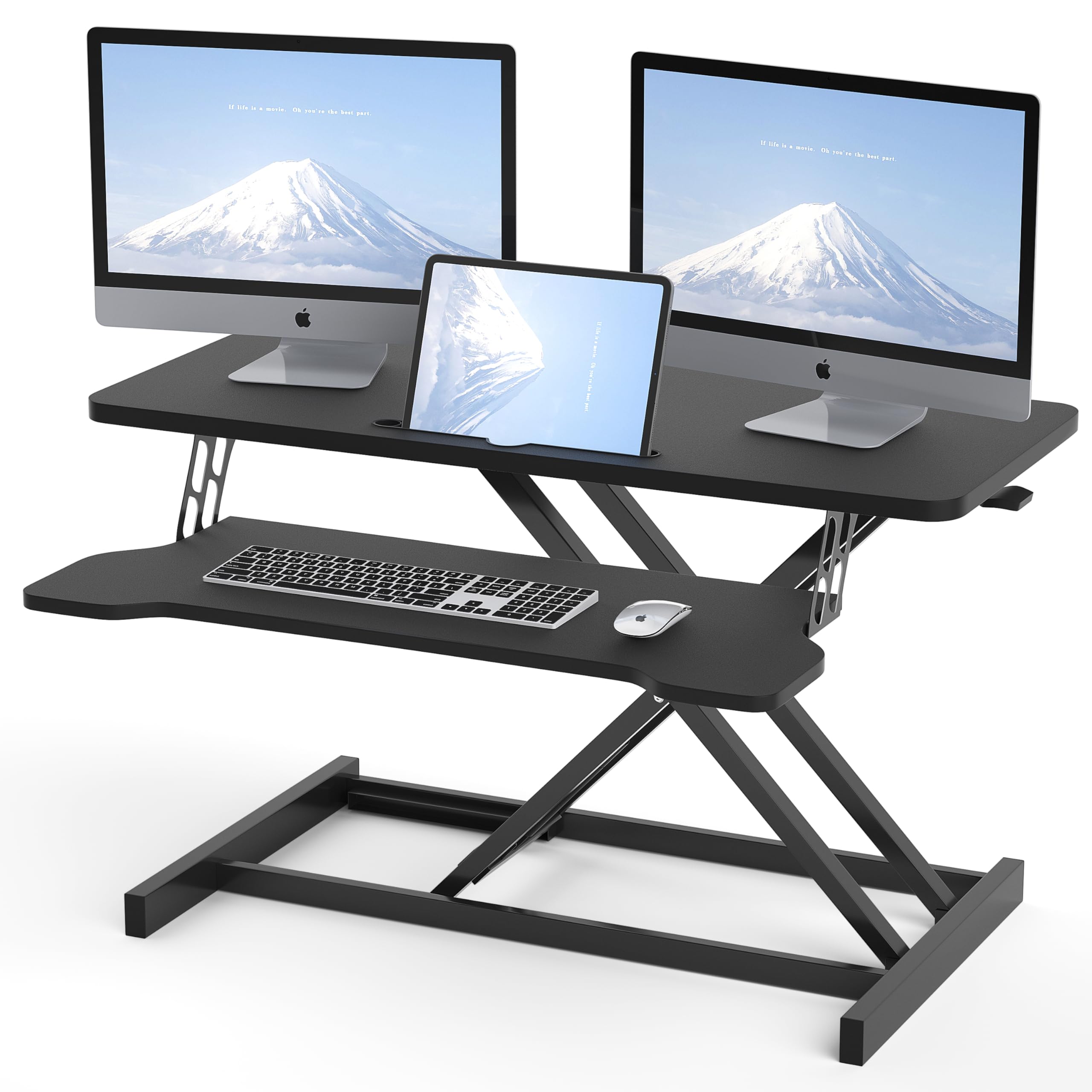 【TORIBIO】 スタンディングデスク 卓上 昇降デスク ガス圧昇降式テーブル 卓上 組立不要 天板幅90cm×..