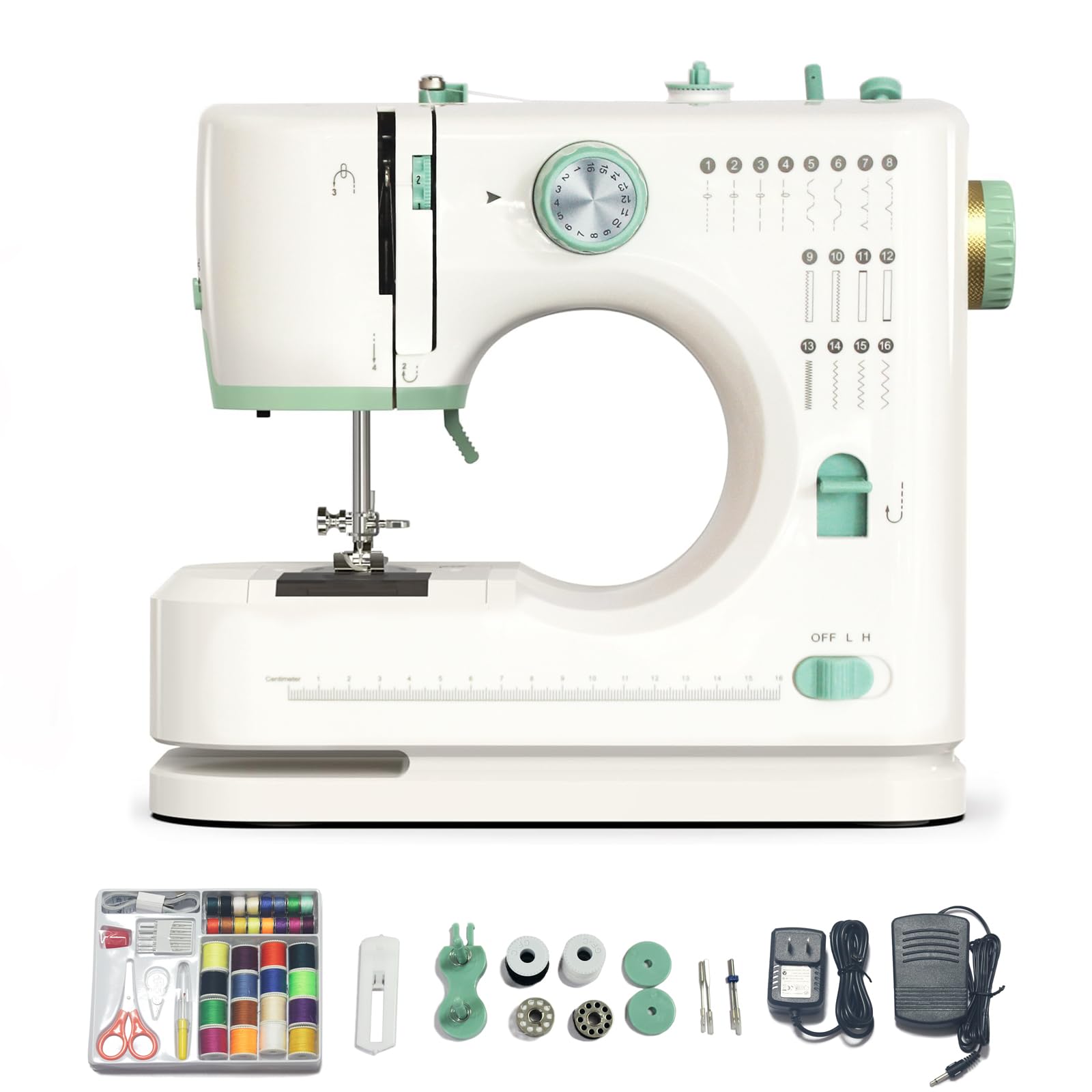 ShyangLiang 家庭用電動ミシン コンパクトミシン アップグレード16種の縫い目 操作簡単 静音モーター ..