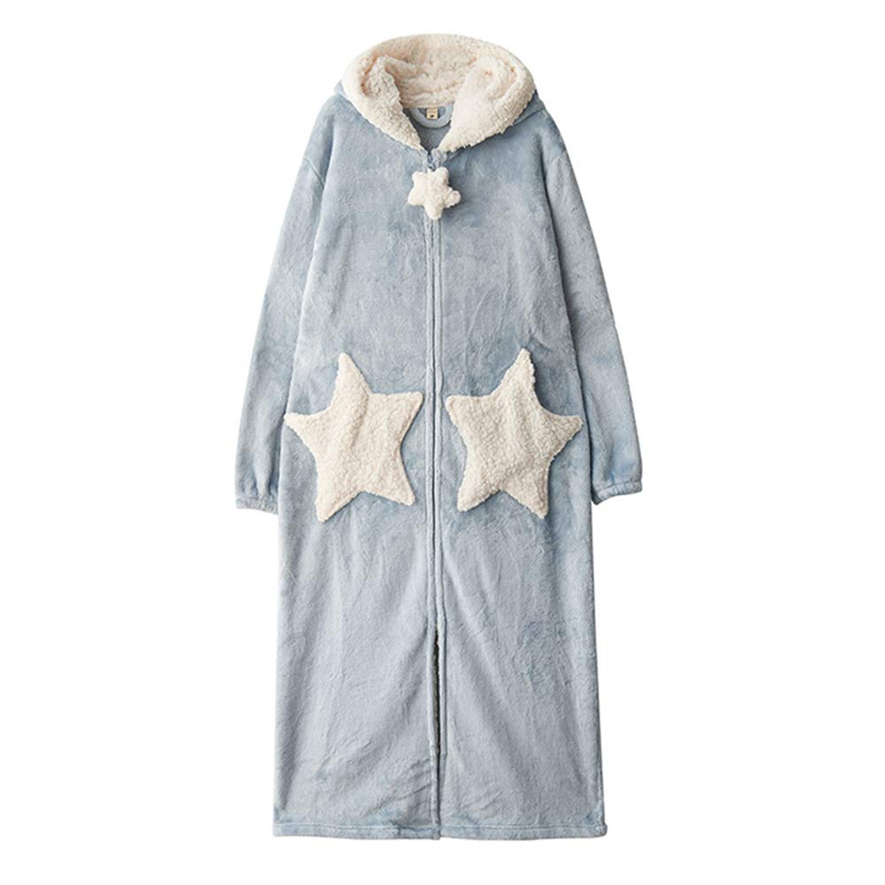 [ByFshow] 着る毛布 大きい あったかい バスローブ レディース ネグリジェ 可愛い 星柄 月柄 ふわふわ 暖かい パジャマ ふわもこ 厚手 寝巻き カジュアル ロング丈 風呂上り 前開き パジャマ 男女兼用