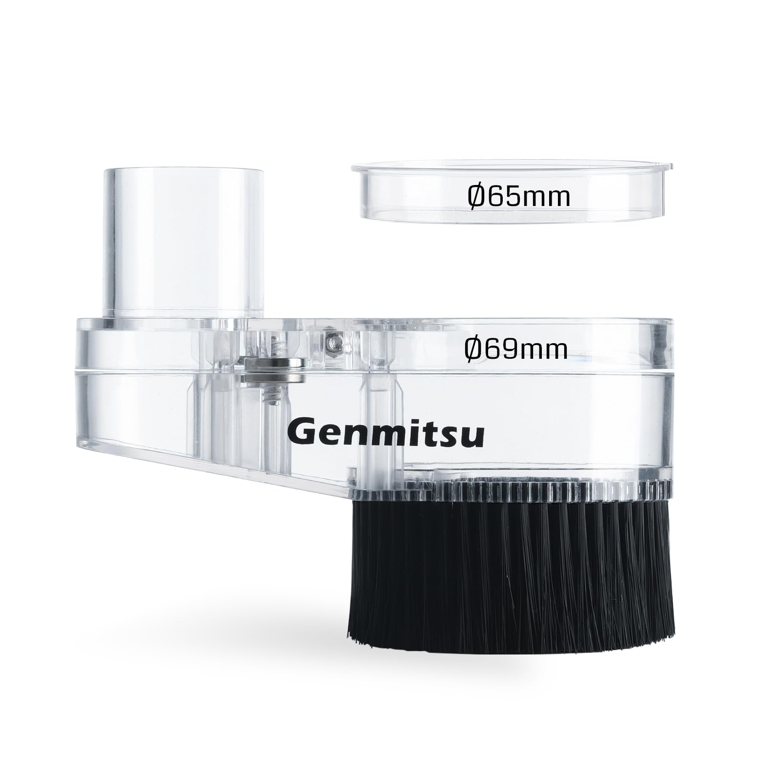 Genmitsu 65mm & 69mm CNC ダストシュー、ほとんどの 65mm/69mm スピンドルモーターおよびコンパクトルーターと互換性あり、ホースアダプター内径 38mm (1.5 インチ)、透明