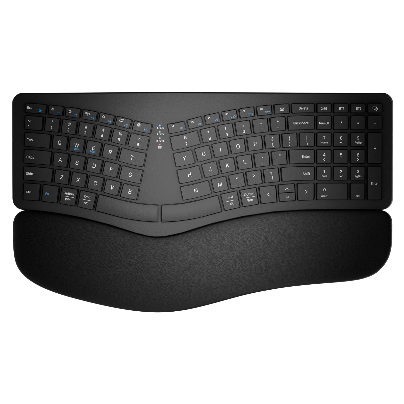 楽天湖南オンラインEwin エルゴノミクス キーボード Bluetooth 疲れにくい 2.4G+Bluetooth両対応 ワイヤレスキーボード 無線 テンキー付き フルサイズ 左右分離型 人間工学 Windows Mac iOS Android 英語配列