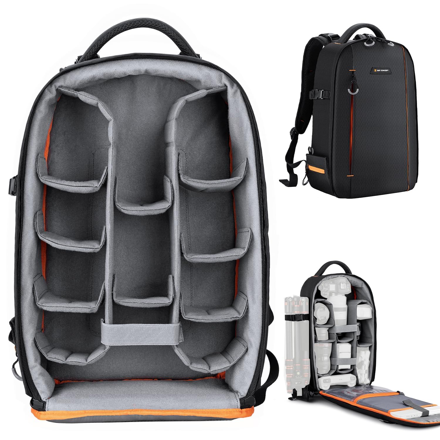 楽天湖南オンラインK&F Concept カメラバッグ カメラリュック カメラバックパック リュックサック 18L 大容量 おしゃれ 軽量 一眼レフ/14インチpc/三脚収納可 撮影バックパック 撥水加工 トラベル 外出/登山/旅行/アウトドア撮影に適用