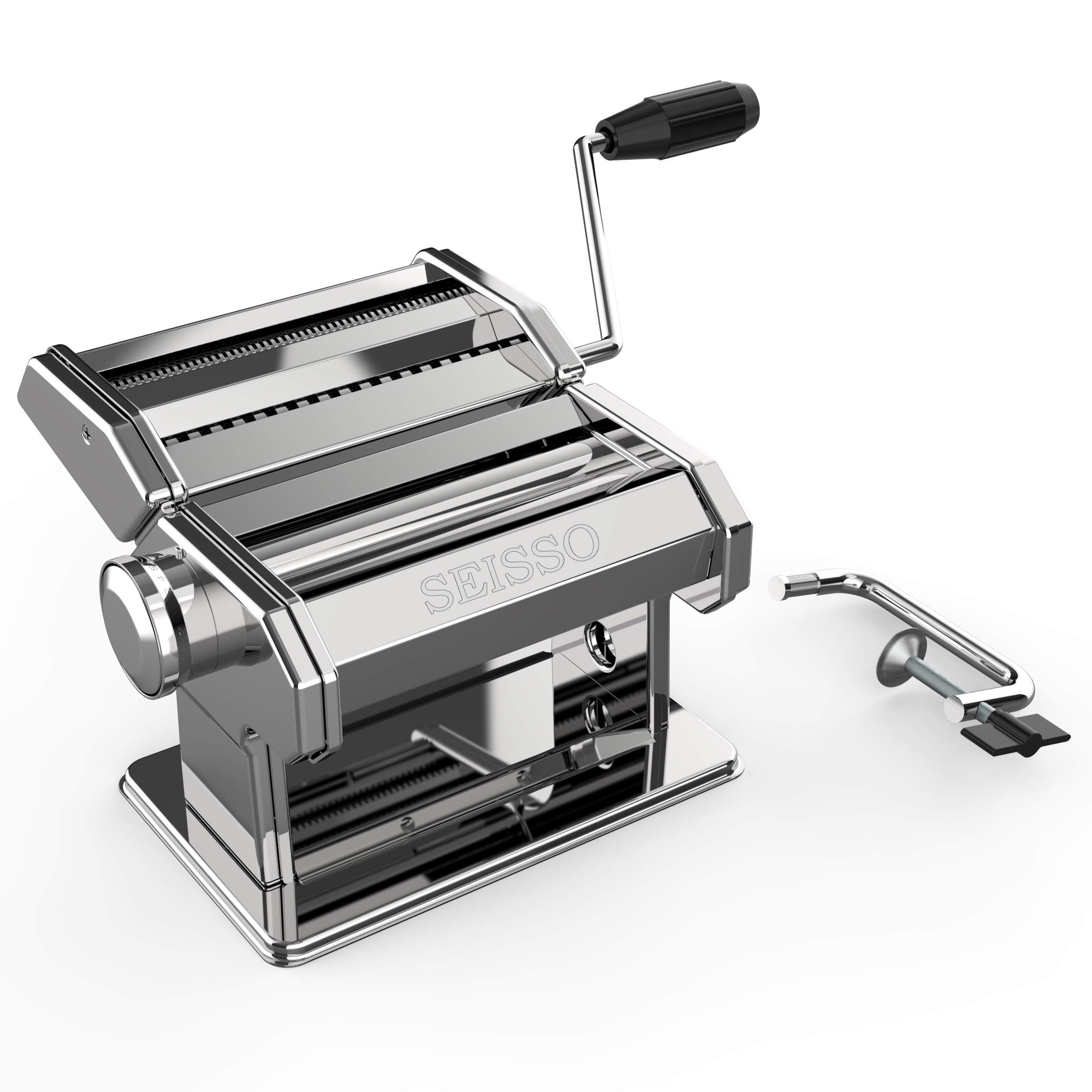 製麺機 パスタマシン 分離式製麺機 家庭用 手回し版 簡単に麺を作る 2種カッター 1.5MM細麺/6.5MM太麺 ..