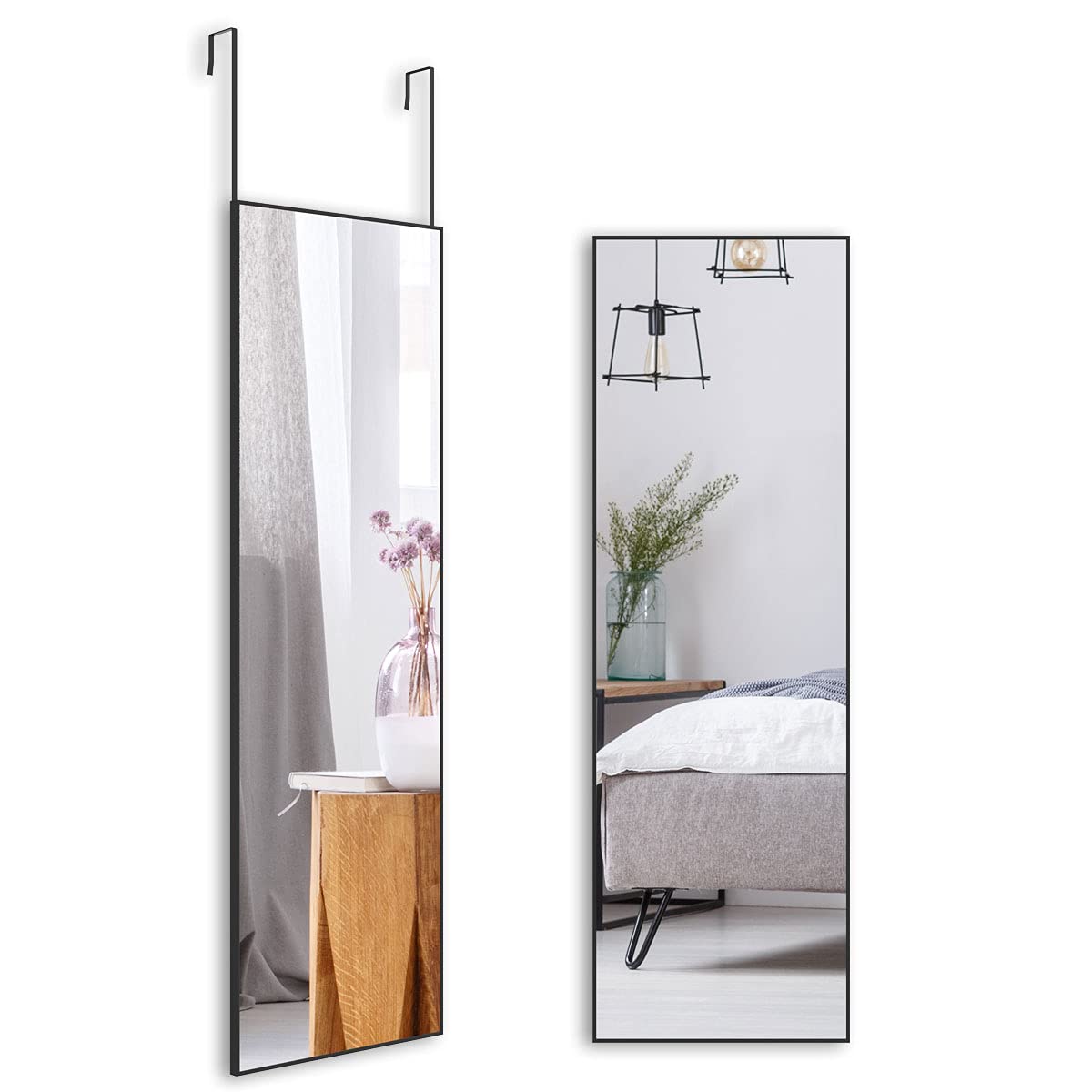 SmartEasy スタンドミラー 全身 鏡 全身 全身鏡 立掛け 姿見鏡 全身ミラー 鏡 全身 壁掛けドアミラー上..