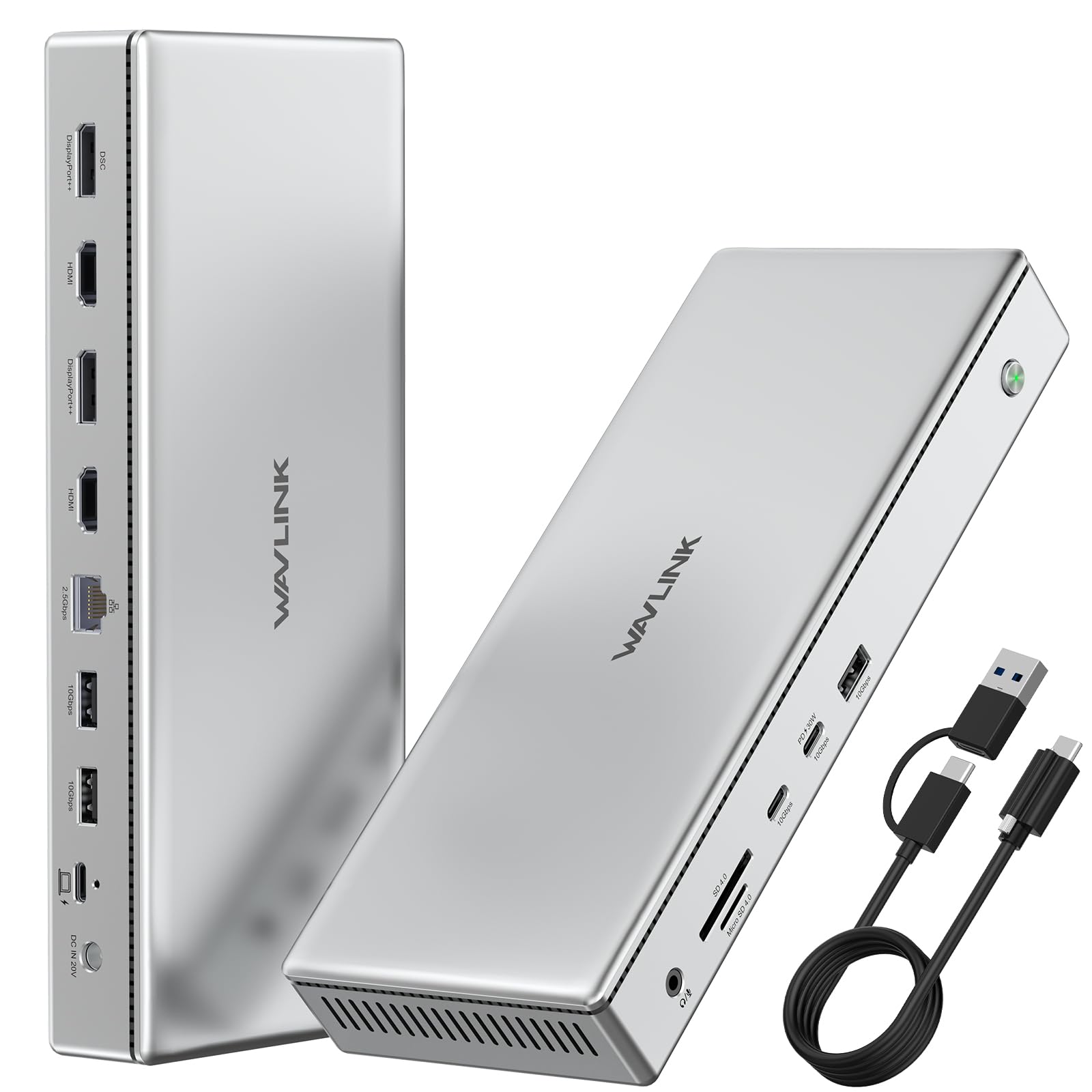 WAVLINK グローバルファースト 10K タイプC DisplayLink プレミアム ドッキング ステーション2xDP(1.4)/2xHDMI2.0 シングル 10K@60Hz デュアル 8K@60Hz クアッド 4K@60Hz M1/M2/M3 M