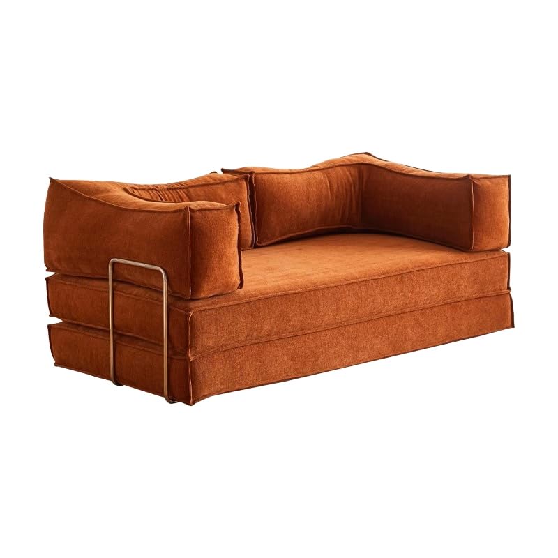 BERUFURA ソファーベッド カウチソファ 2人掛け 3人掛け 折りたたみベッド フロアソファ ローソファ 高反発ウレタン 寝る 座る 完成品 圧縮梱包 おしゃれ セミダブル シングル 一人暮らし 来客用 (キャラメル(ファブリック生地),幅200cm