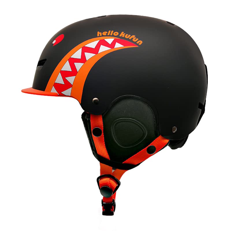 kufun スキー ヘルメット スノーボード キッズ スノボ ヘルメット バイザー 子供 大人 メンズ ジュニア レディース ダイヤルサイズ調整可 (サメ, S(50-54CM))