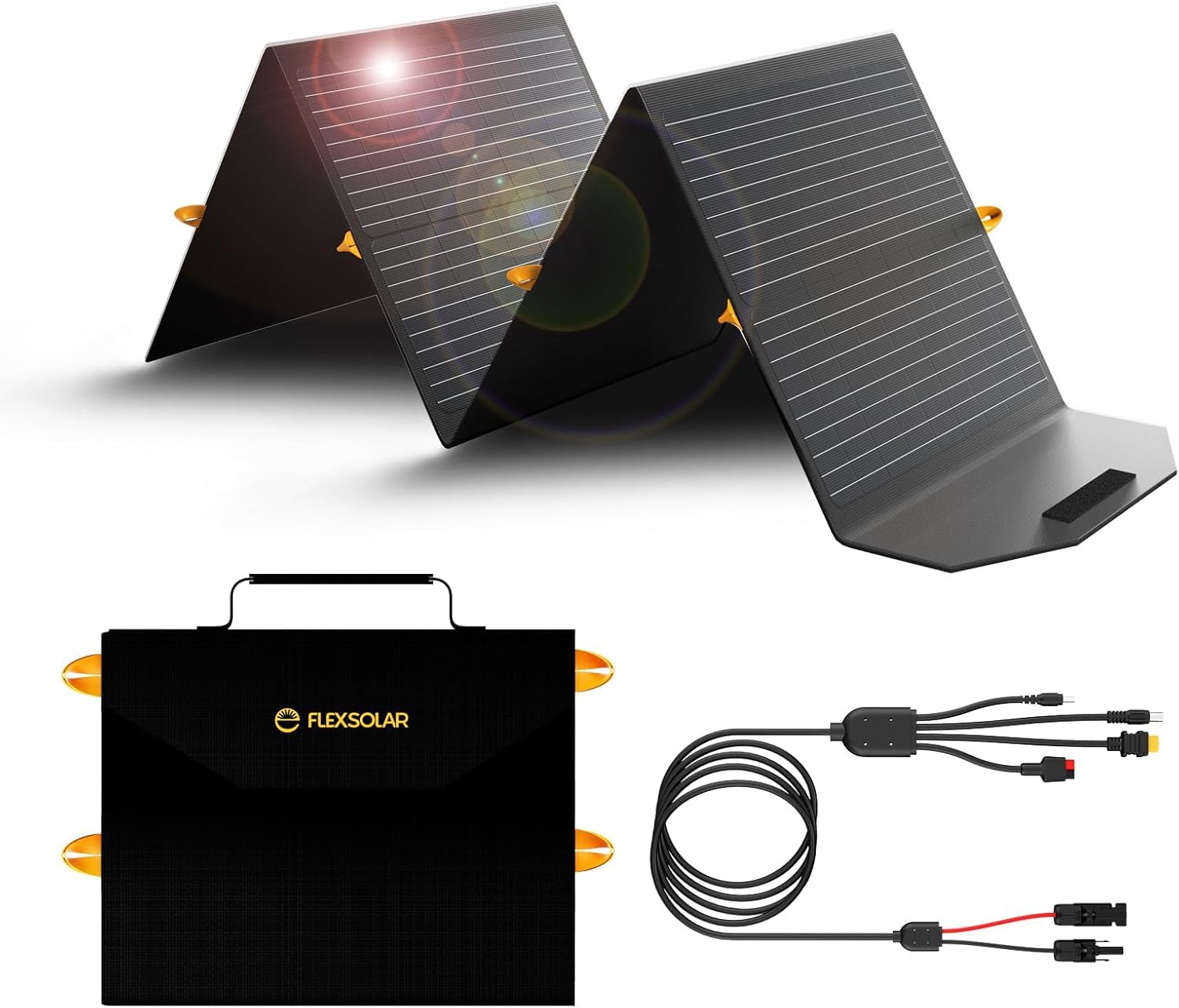 FlexSolar 120W ソーラーパネル 太陽光パネル ソーラー 折りたたみ式 薄型軽量デザイン コンパクトポータブル 単結晶 高変換効率 IP67防水 防塵地震 災害時 停電対策 アウ