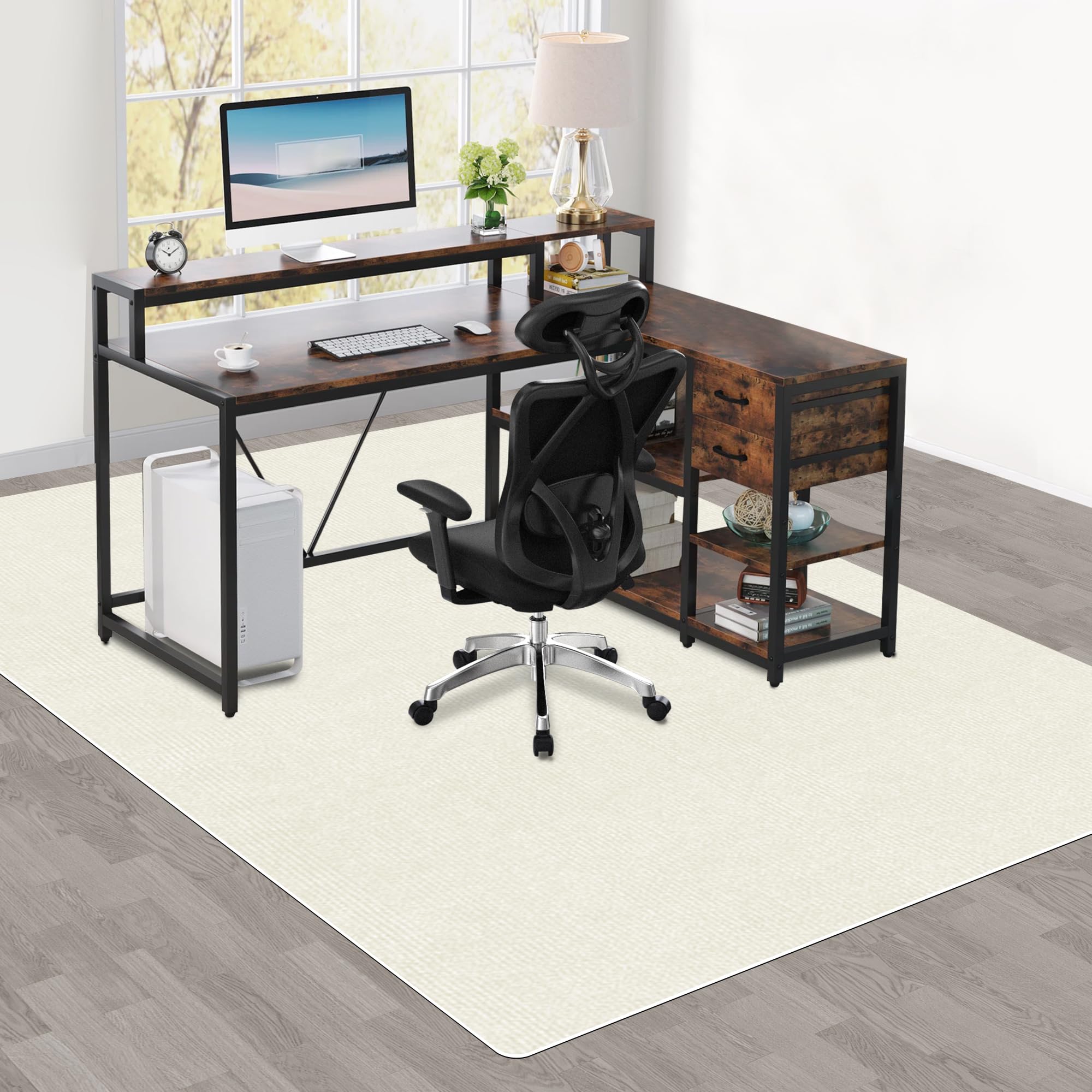 【 限定ブランド】チェアマット AOHDM 床保護マットゲーミン グ チェアマット 床傷防止マットパッド TPRデスクカーペット 180×140cm 厚み4mm 滑り止め 丸洗い可能 キズ防止 凹み防止 セルフ粘着 ト多機能 畳保護 オフィスホーム保護パッ