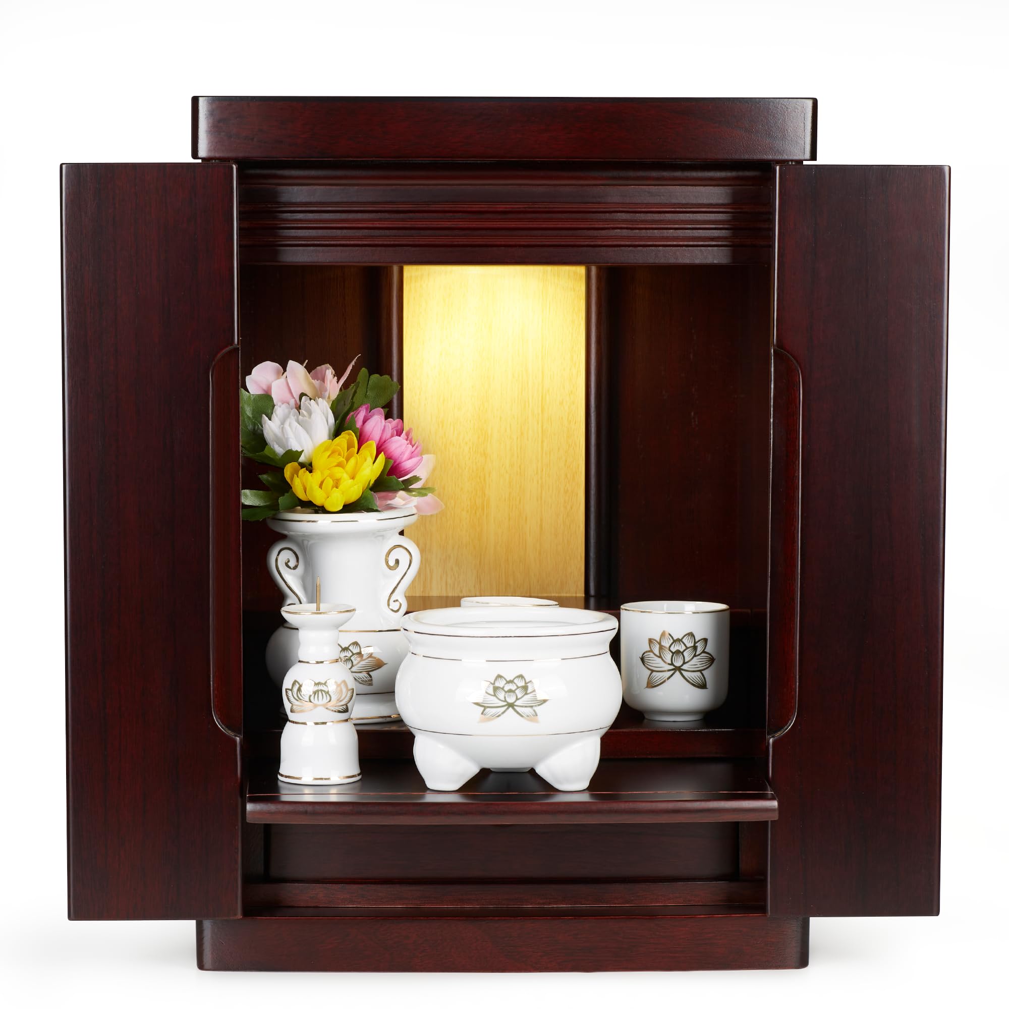 木々語り ミニ仏壇 新15号【LED照明付】天然桐材 さらに軽量 幅32cm 奥行き25cm 高さ45cm 小型仏壇 ミ..