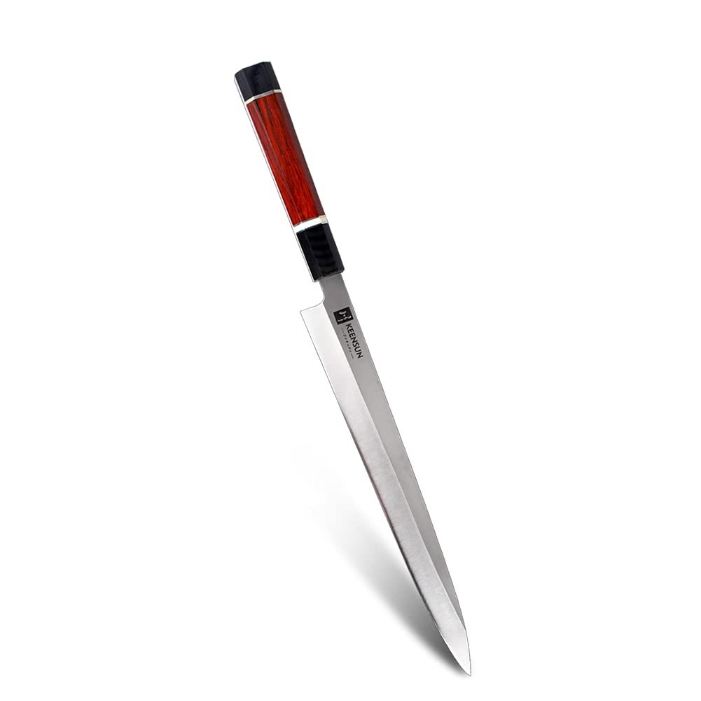 KEENSUN 包丁 正夫 柳刃包丁 刃渡り270mm ステンレス鋼 刺身包丁 片刃 G10と微凹黄檀の八角形ハンドル