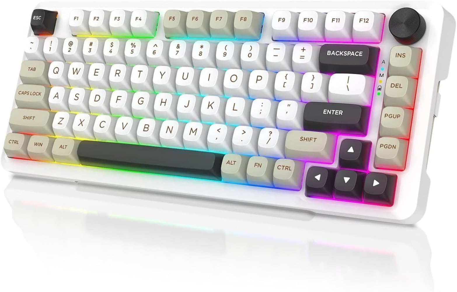 楽天湖南オンラインe元素ゲーミングキーボード82キー シルバーウッド軸のメカニカル式キーボード Bluetoothと2.4Gワイヤレス無線とUSB有線の3つモード接続 銀軸を採用アンチゴーストキー RGBバックライト付き iOS/Android/Mac/Windows対応の