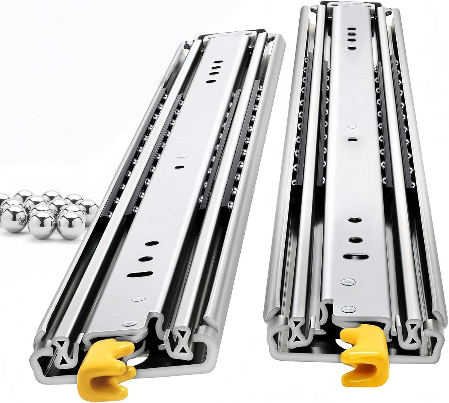 NODIBRO ロック付き 超重量用スライドレール 幅76mm 引き出しスライド 最大耐荷重220kg 工業用 引き出し レール 左右1セット 冷延鋼 3段フル伸縮 1500mm 耐久性 日本語説明書付き