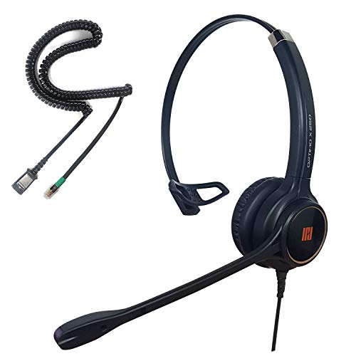 IPD IPH-250 Optimo-X シングル イヤー ノイズ キャンセリング コール センター/オフィス ヘッドセット、U10P-S ボトム ケーブル付き、Panasonic、SAXA、Fujitsu、Yealink、Cisco、LG IP 電話と互
